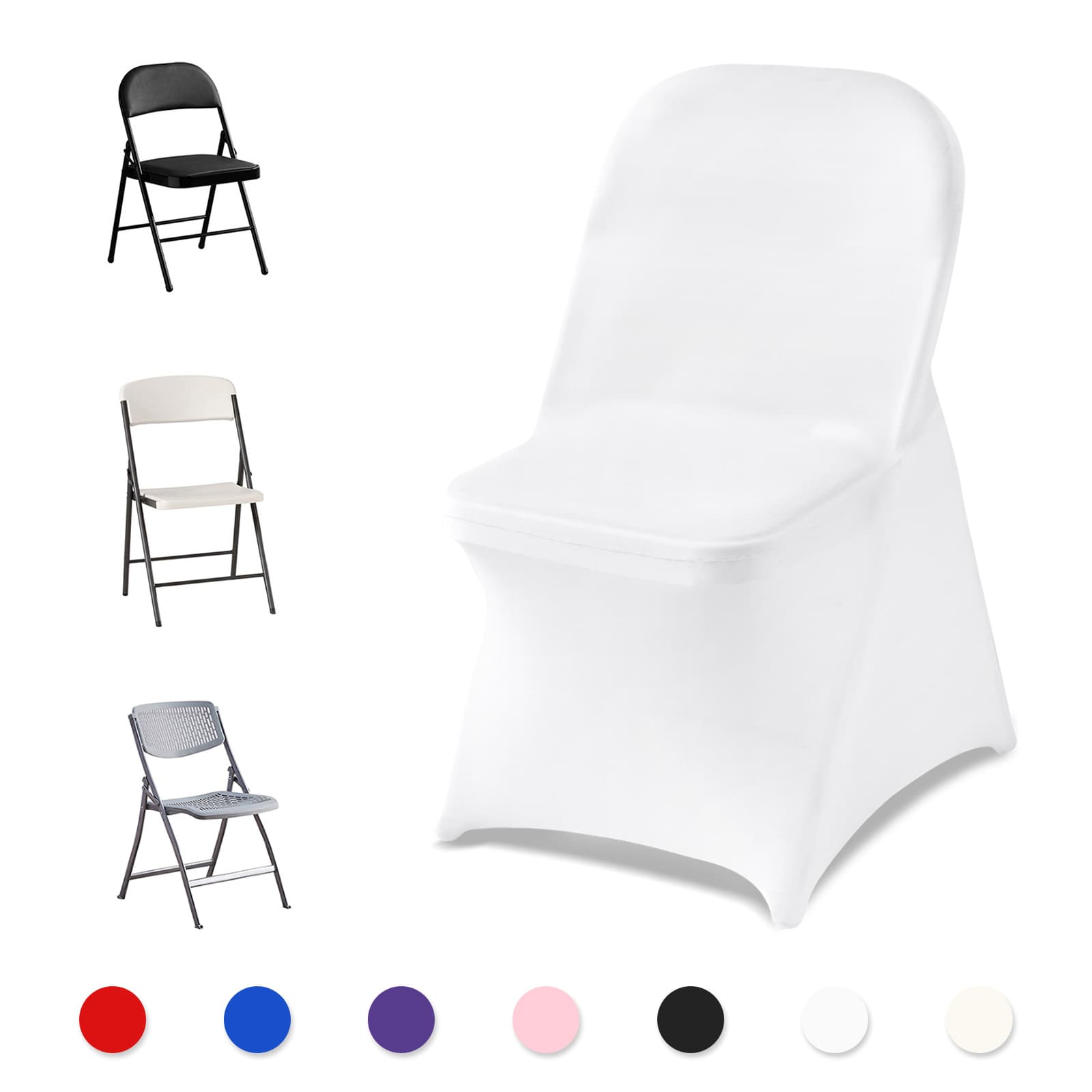 TEMU Vevor Stretch Folding Chair Covers, Polyester Spandex Chair Cover, Removable Washable Protective Slipcovers, Universal Fitted For Dining Party Wedding Banquet (32pcs, White)
