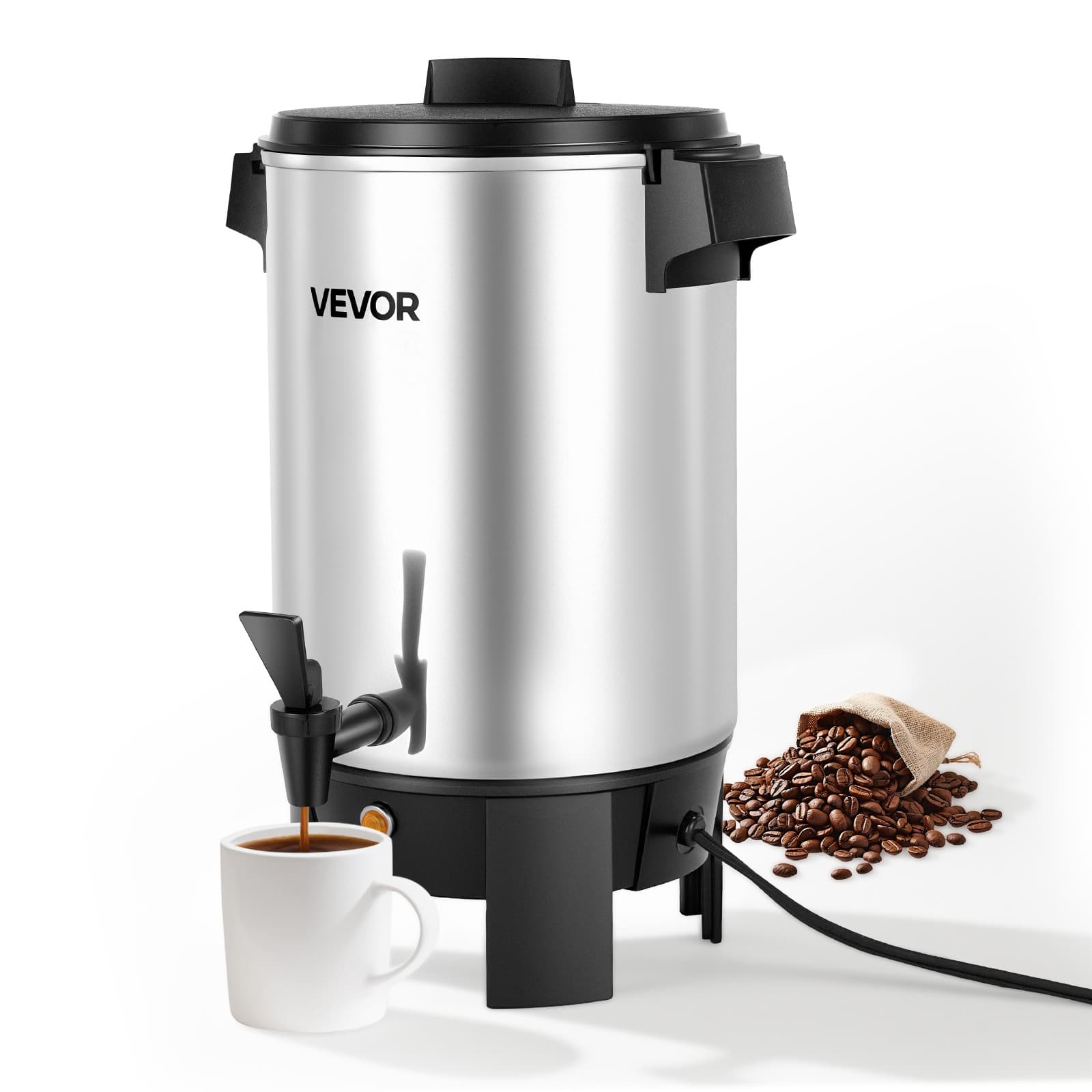 TEMU Vevor Commercial Coffee Urn, 30 Cup 152oz Hot Beverage Dispenser With Faucet, 1090w Quick-brewing Coffee Maker, Automatic Temperature Control, For Catering, Party, Church & Restaurant