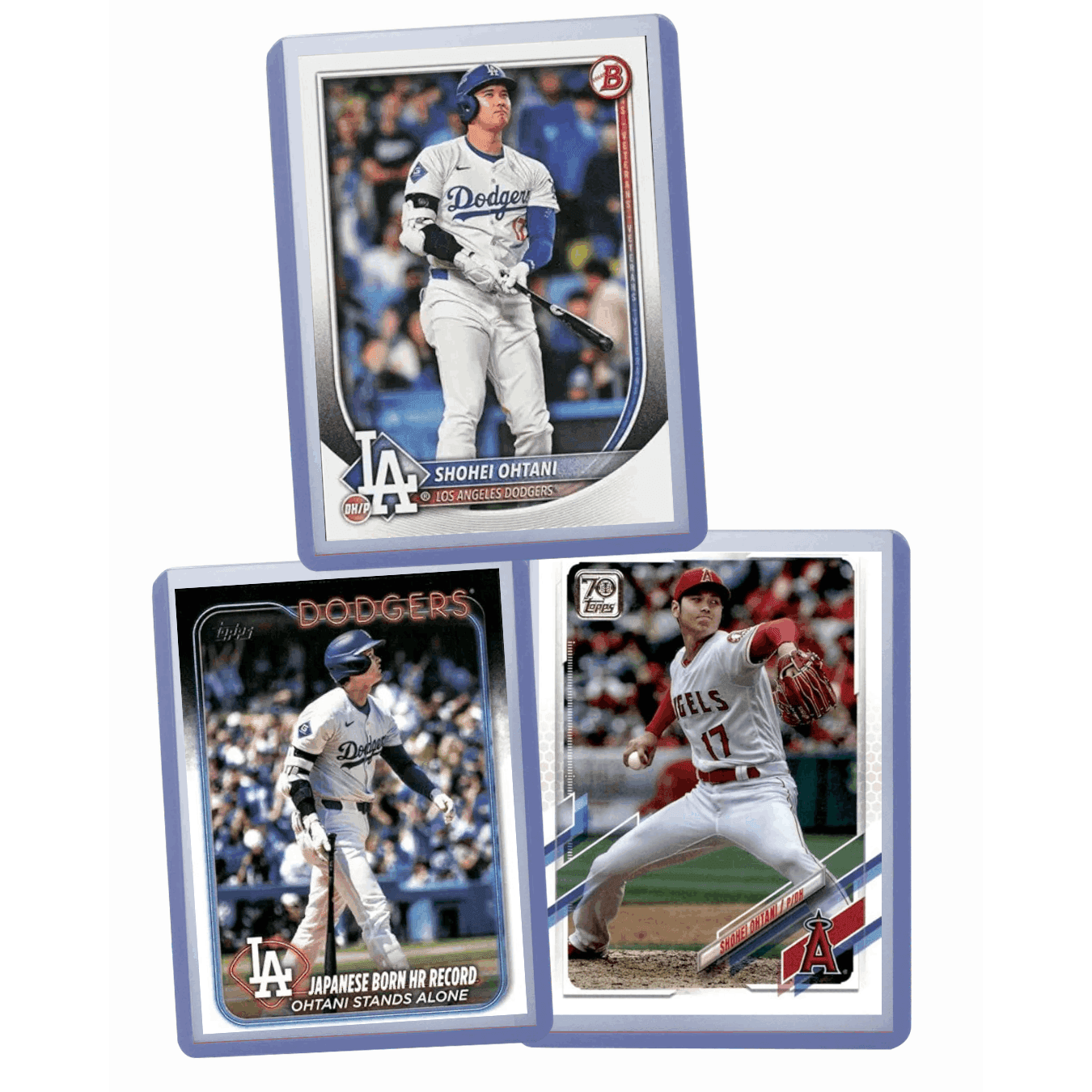 TEMU Ohtani Baseball Cards Lot (3) – Star, Dodgers & Angels, Nm-mt Condition, Gift Ready