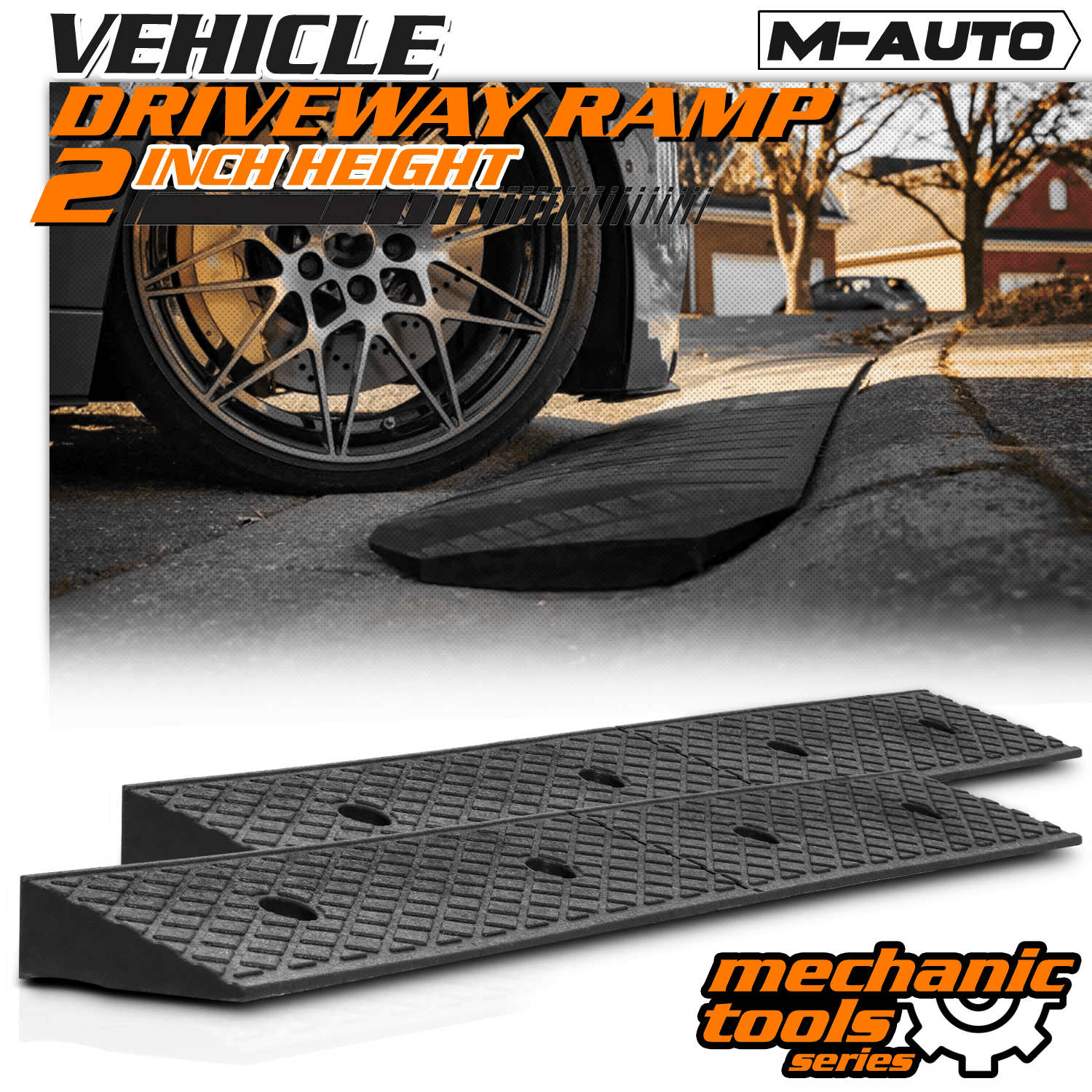 TEMU 2pcs 2" Rise Rubber Heavy Duty Loading Driveway Ramp Ramp 38.6 In L X 5.9 X 2 In H Dock, Warehouse, Wheelchair, Motorcycles, Cars, Tools-00643