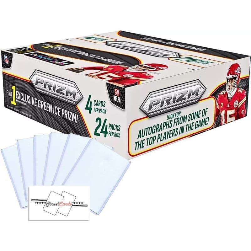 TEMU 2025 Panini Prizm Football Retail Box With 96 Total Trading Cards + 6 Toploaders And Streetcards Magnet!