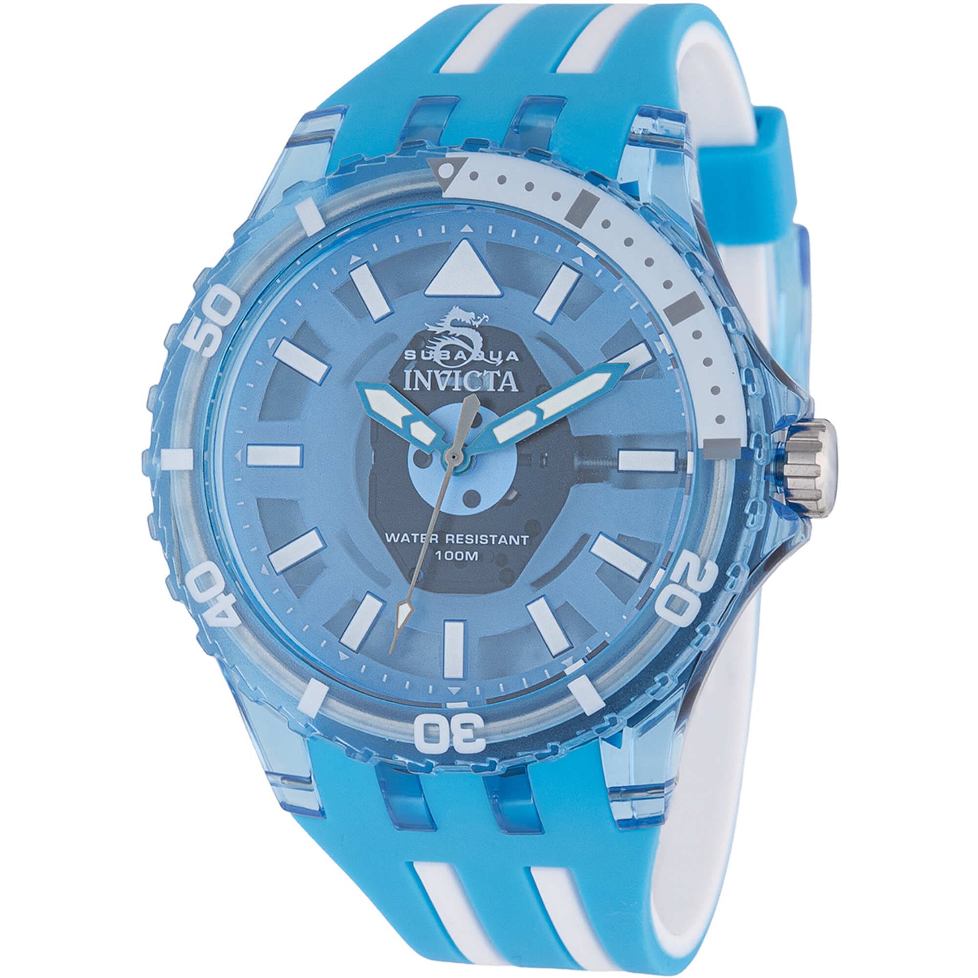 TEMU Invicta 69449 Men's Blue And White Silicone Strap Watch