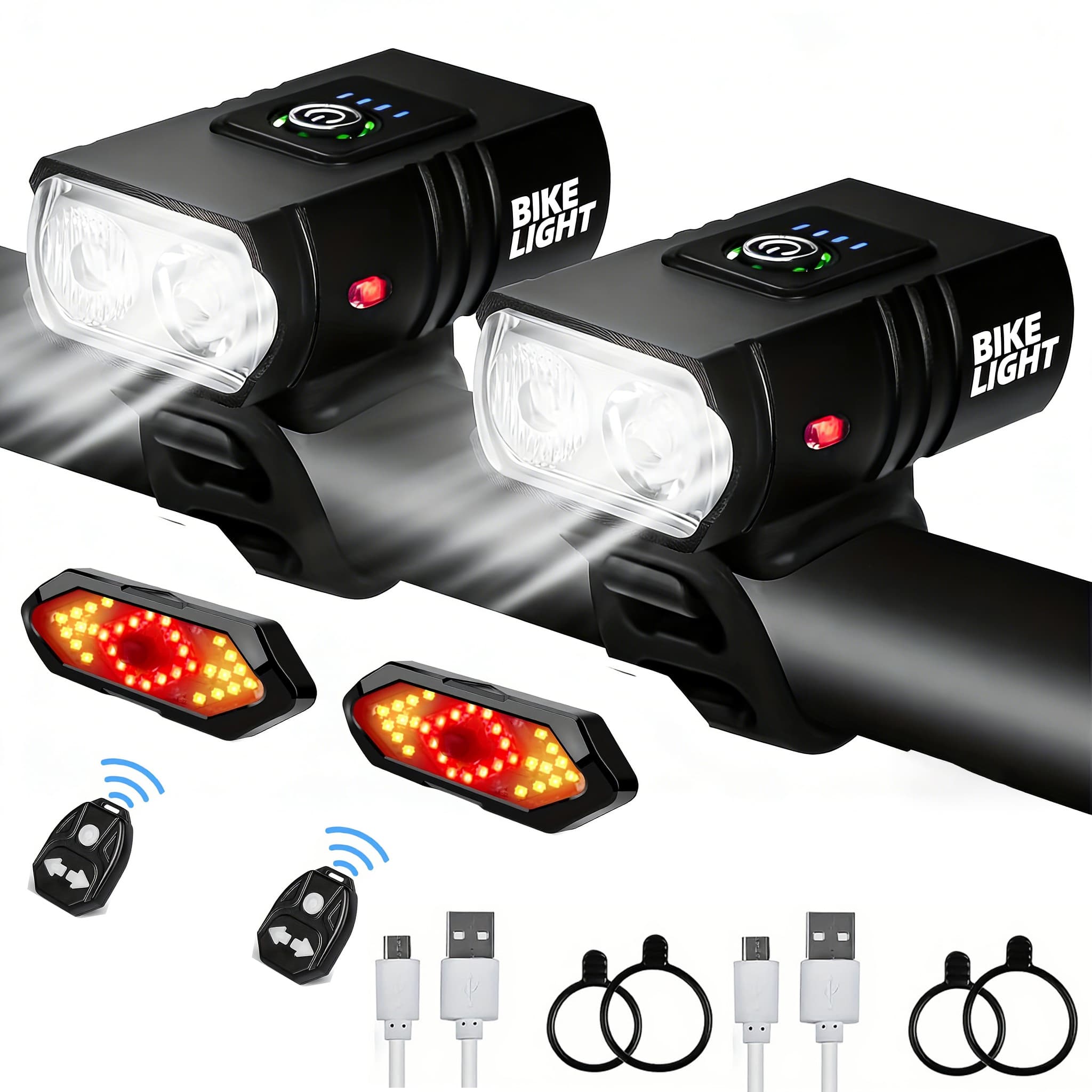 TEMU 4 Pcs Bicycle Front And Rear Led Safety Light Set-high Brightness 3led Night Cycling Light With Usb Charging, 6+5 -rechargeable Lithium Battery, Abs Material