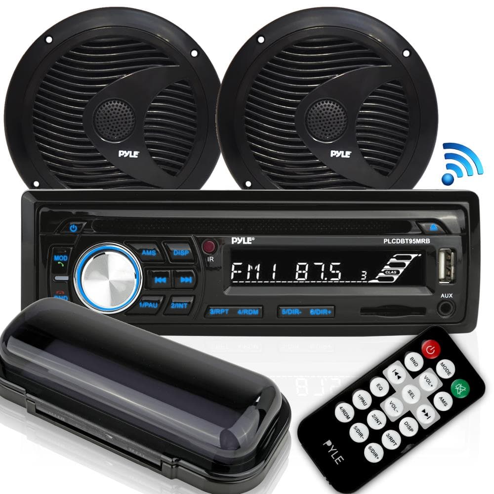 TEMU Bluetooth Marine Stereo Radio Receiver & Waterproof Speaker Kit, Talking, Cd Player, Mp3/usb/sd Readers, Am/fm Radio, (2) 6.5’’ Speakers
