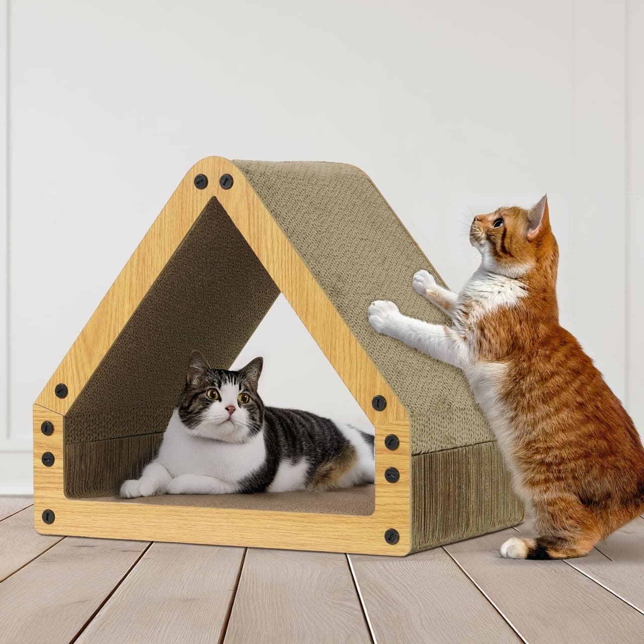 TEMU House Cat Scratcher Lounger, Reversible Scratcher, Large Cat Scratching Pad, Cat Scratching Board, Scratch Pad For Indoor Cats, Brown/white