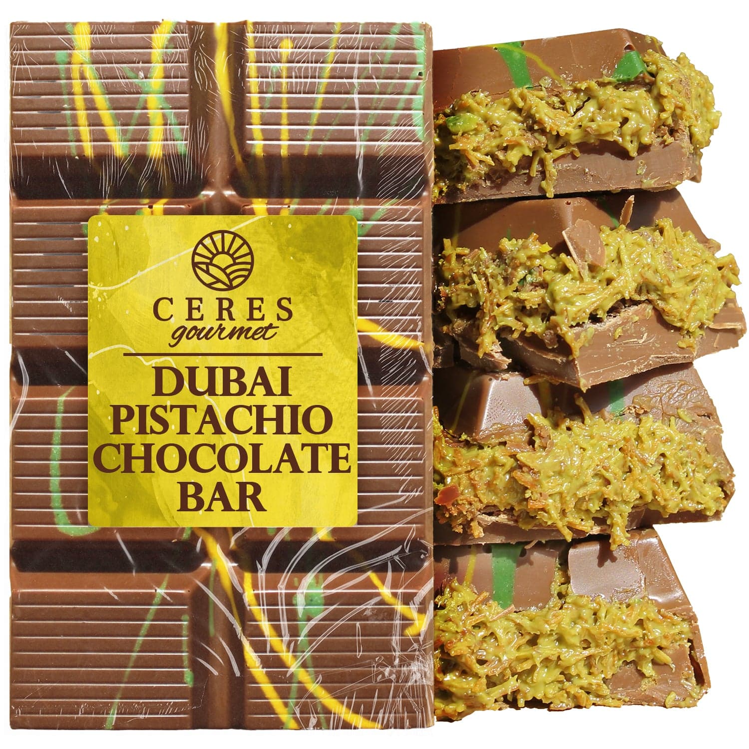 TEMU Dubai Kunafa Pistachio Chocolate Bar- 7oz - Tiktok