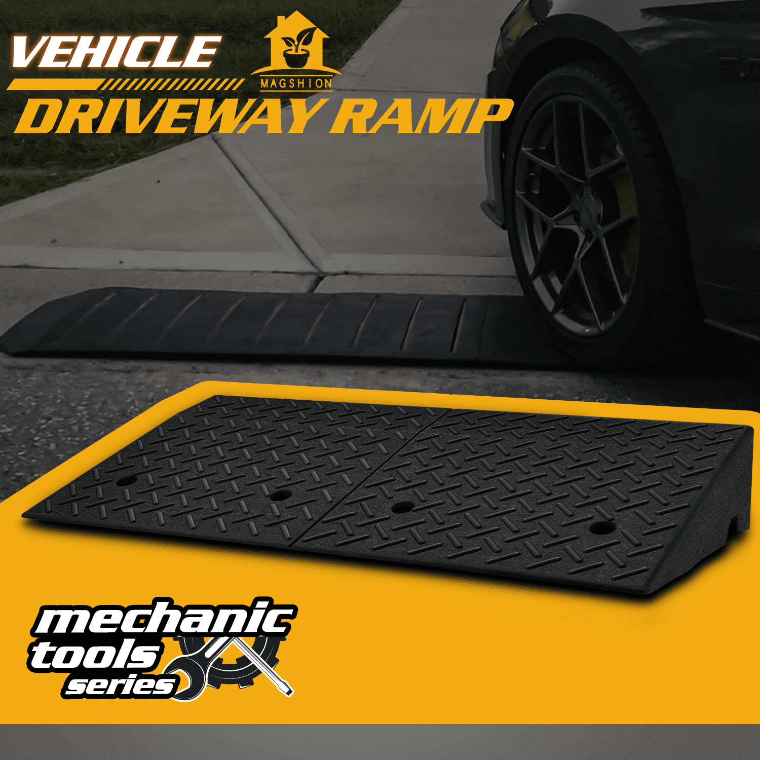 TEMU 7" Rise Heavy Duty Loading Driveway Ramp Threshold Ramp 38.5 In L X 19.6 X 7 In H Dock, Warehouse, Wheelchair, Motorcycles, Cars