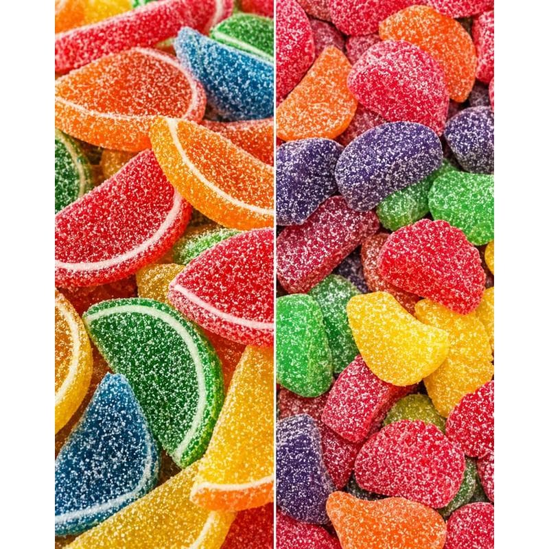 TEMU Assorted Fruit Candy & Boston Fruit Slices – Soft Chewy Jelly Slices With Sugar Coating, Fruity Flavored