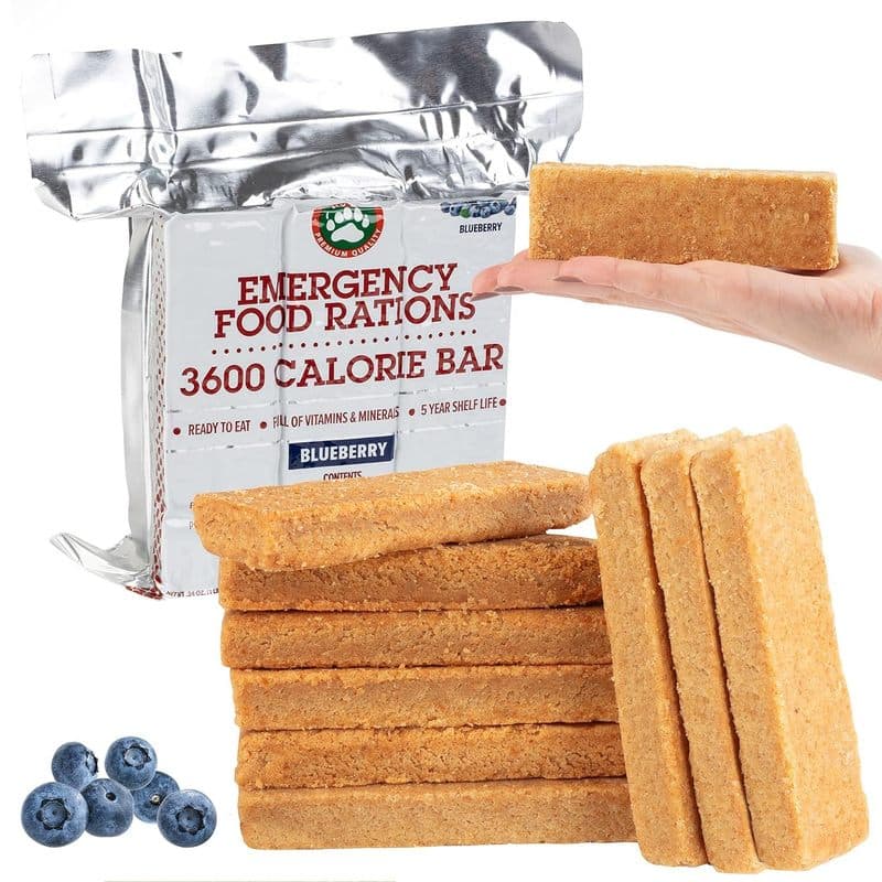 TEMU Grizzly Gear Emergency Food Rations- 3600 Calorie Blueberry Bar - 3 Day, 72 Hour Supply For Disaster Preparedness- 5 Year Shelf Life