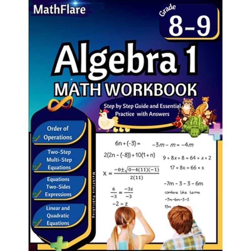 TEMU Algebra 1 Workbook 8th And 9th Grade: Grade 8-9 Algebra 1 Workbook, Standard Linear Equations, Quadratic Equations, Order Of Operations, Two-step, Mul -- Mathflare Publishing - Paperback