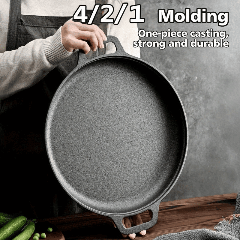 TEMU 1/2/3/4pieces Pre- Cast Iron Set - , Multifunctional & Durable, -heating & Stove Universal (gas/electric/induction), Perfect For , Grilling Steak/pancakes, Home Kitchen & Outdoor Bonfire Cooking