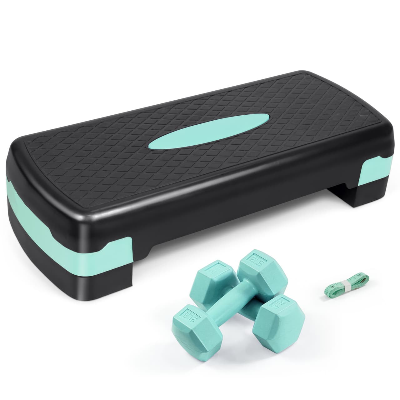 TEMU Adjustable Height Aerobic Stepper Set With 2 Dumbbells & Measuring Tape, Workout Exercise Step Platform W/ Level Risers, Gift For A Holiday And Merry Christmas, 3 Colors