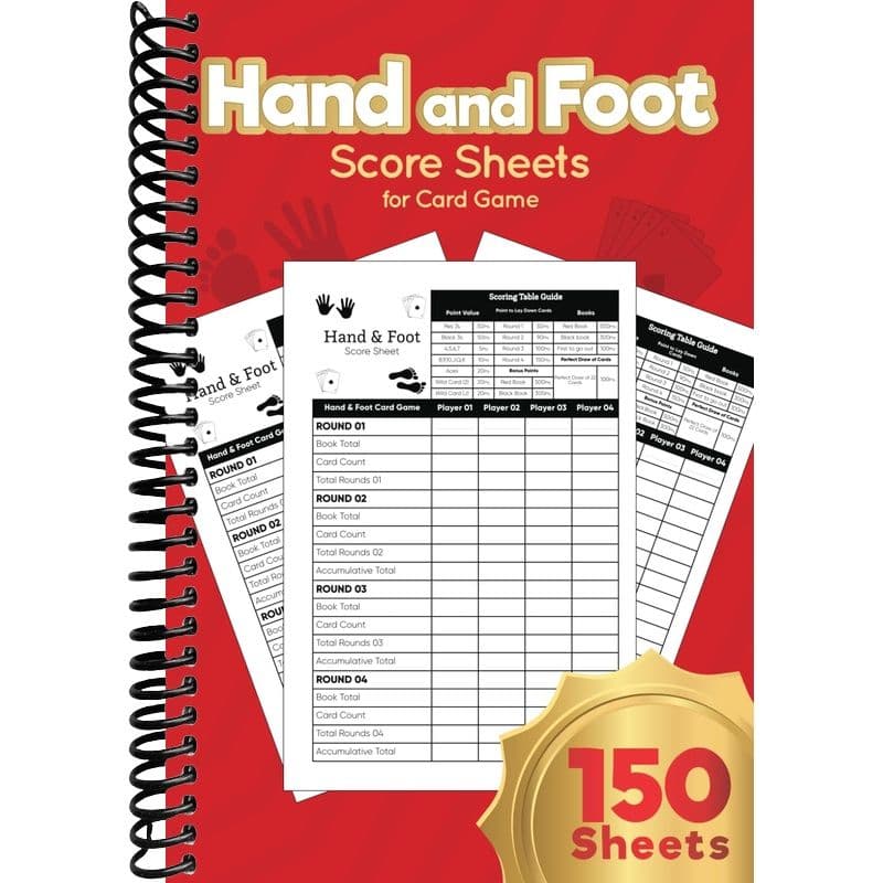 TEMU Hand And Foot Score Sheets For Card Game: Large Hand And Foot Score Pad -150 Scoring Pages / 6" X 9" In