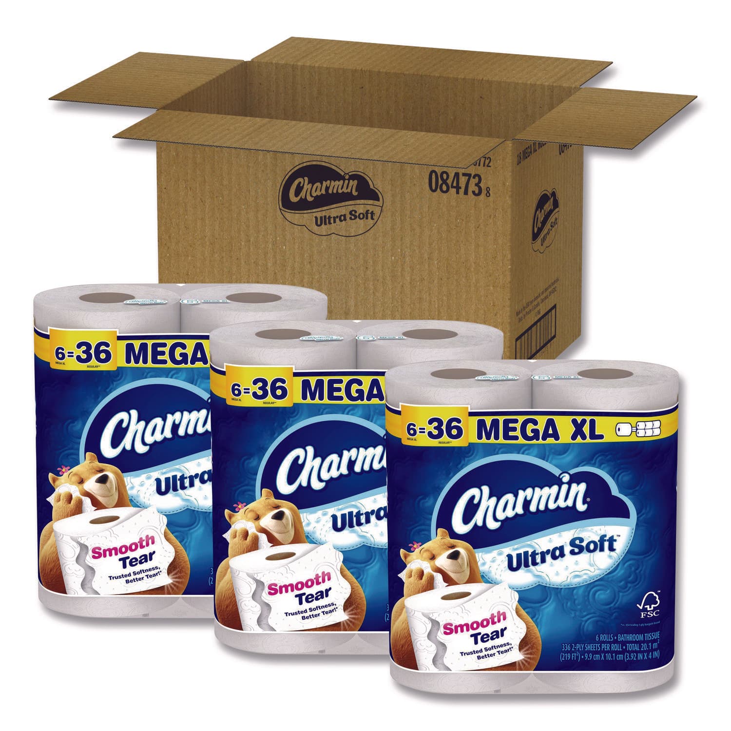 TEMU Case Of 18 Rolls, Mega Xl Bathroom Tissue Toilet Paper, , 2-ply, White, 336 Sheets/roll, 6 Rolls Per Individual Pack, 3 Packs Per Case