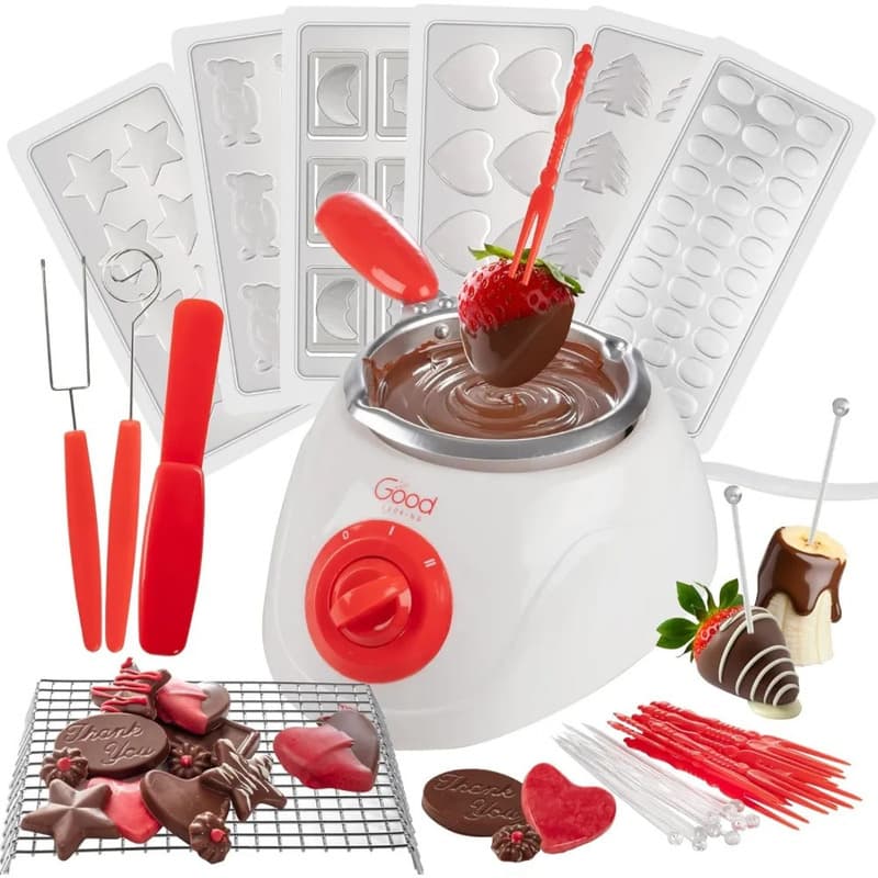 TEMU Electric Chocolate Set- Candy Bar Making Or Fondue Fountain Kit W 30 Bonus Accessories- Decorate Strawberries, Marshmallows, Snacks- Party