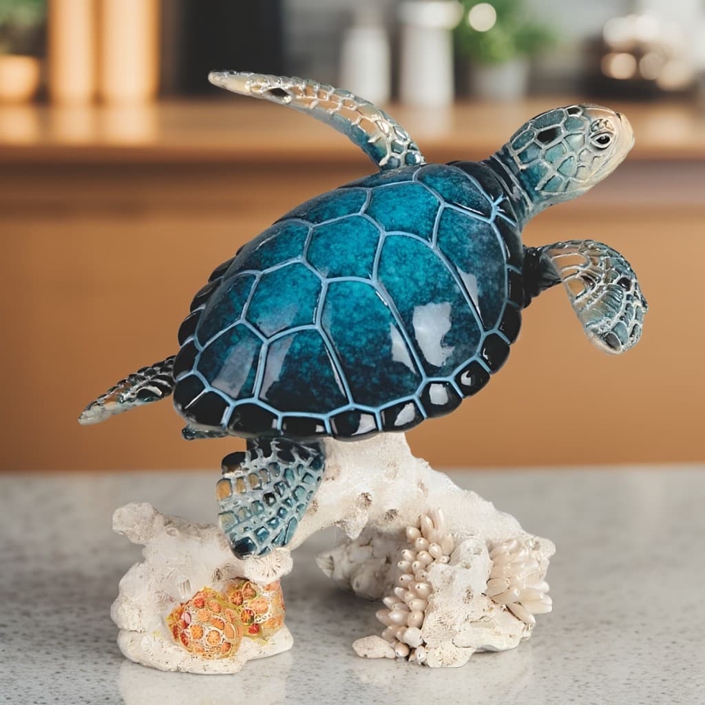 TEMU 4.75"w Sea Turtle Figurine Perfect For Home Or Room Decor, Unique Gift For , Holidays, And Birthdays, And A Great Collectible Piece