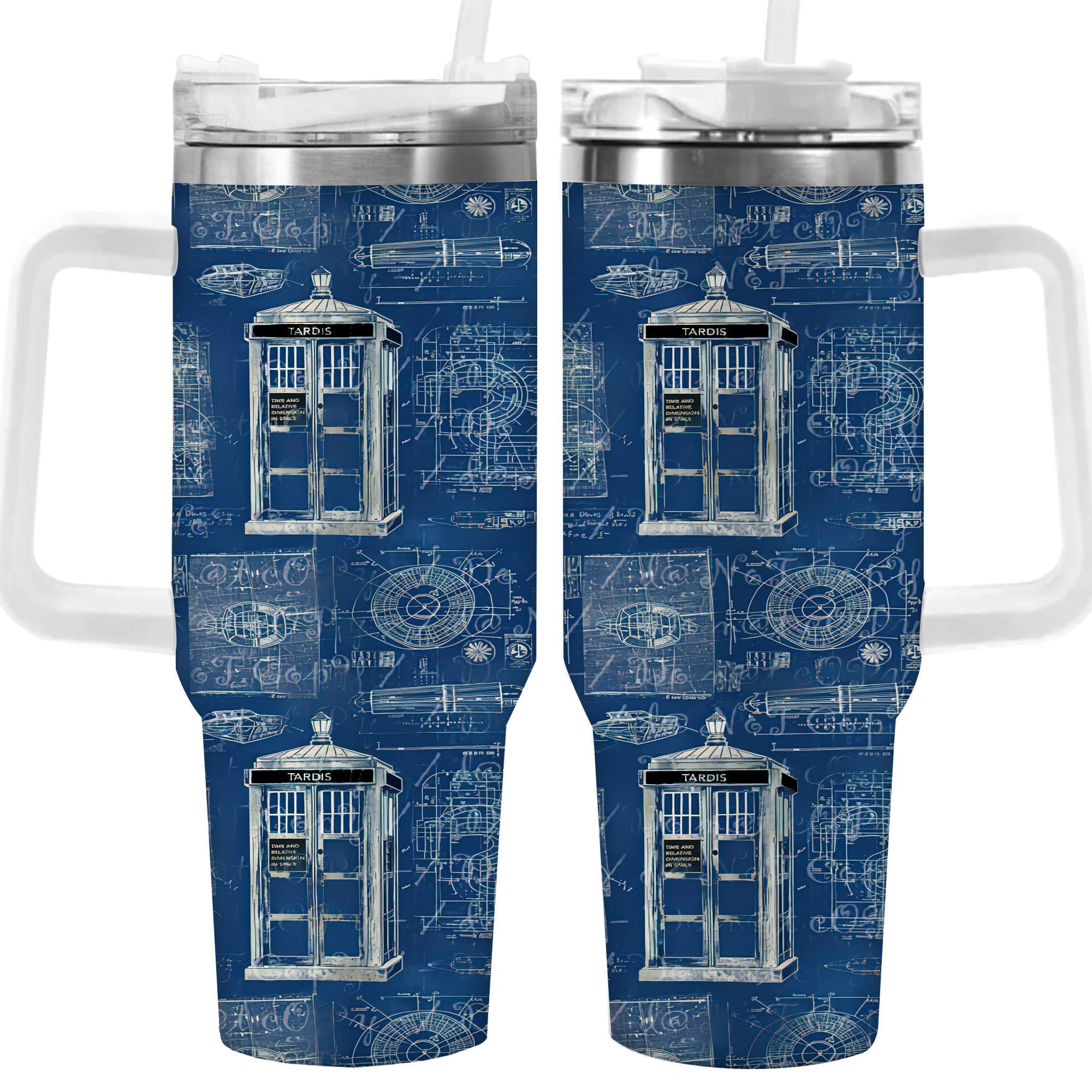 TEMU 1pc 40oz Blueprint Tumbler With Lid, Insulated Travel Mug, Gift For Dad, Mom, Sister, Ideal For Halloween, , Birthday Gift, Coffee Cup, Weird Stuff
