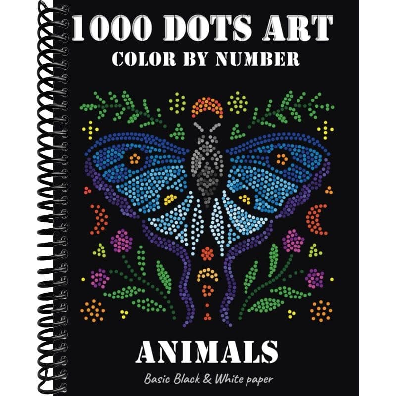 TEMU 1000 Dots Art Color By Number: Animals - Coloring Book (basic B/w Paper Edition)