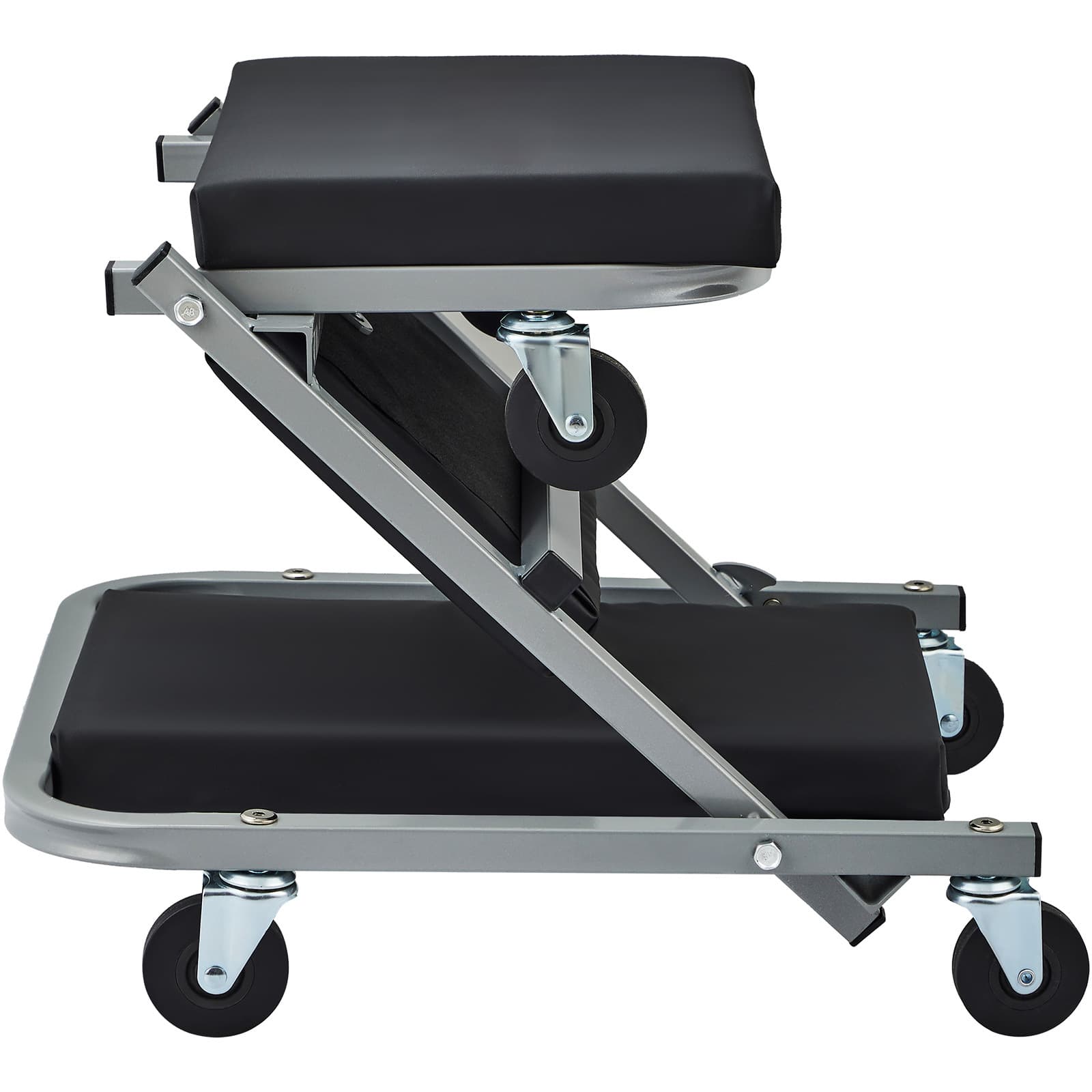 TEMU Vevor Z-creeper Seat, 2 In 1 Rolling Folding Car Creeper/stool, 300 Lbs Capacity Mechanic Creeper, Low Profile Creeper With 6pcs Wheels For Garage, Shop, Auto Repair, Lay Down Or Sit, Black