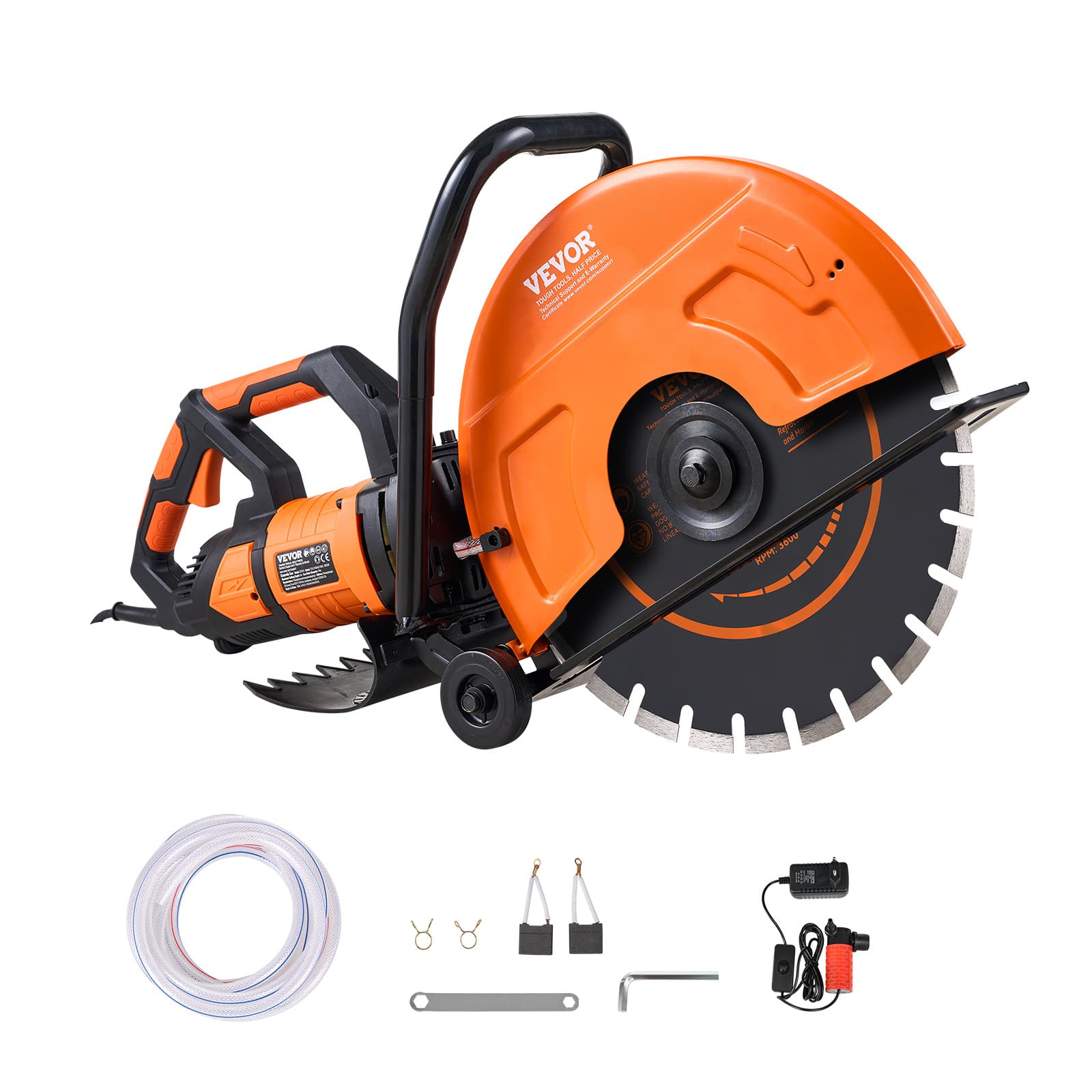 TEMU Vevor Electric Concrete Saw, 16 In, 3200 W 15 Circular Saw Cutter . 6 In Adjustable Cutting Depth, Wet Disk Saw Cutter Includes Water Line, Pump And Blade, For Stone, Brick