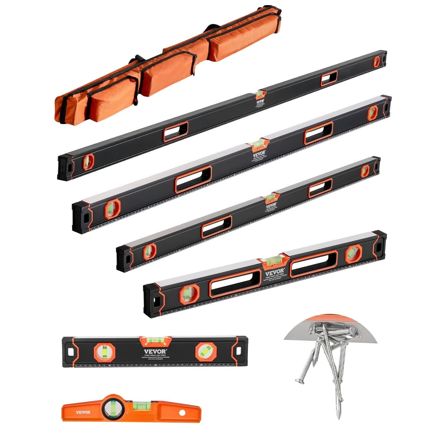 TEMU Vevor 6 Pcs Magnetic Level 78/48/32/24/16/10 In Leveler With Bubble Vial