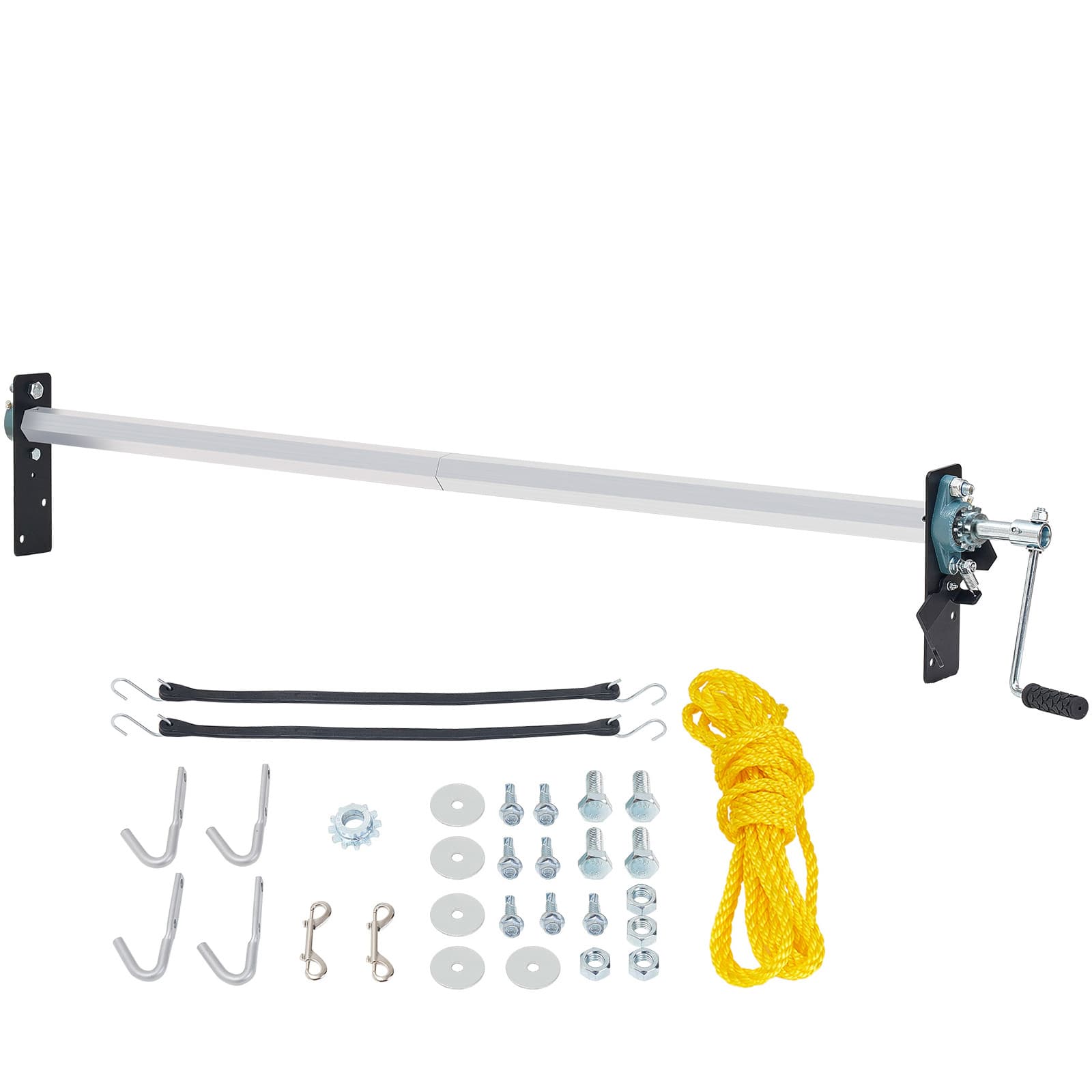 TEMU Vevor Hand Crank Tarp Roller Kit, 64" To 104" Wide, Aluminum Alloy, Manual Cab Level Dump Truck Tarp Roller With 7" Sponge-wrapped Handle, Dump Trucks, Trailers, Trash Haulers (no Tarp)
