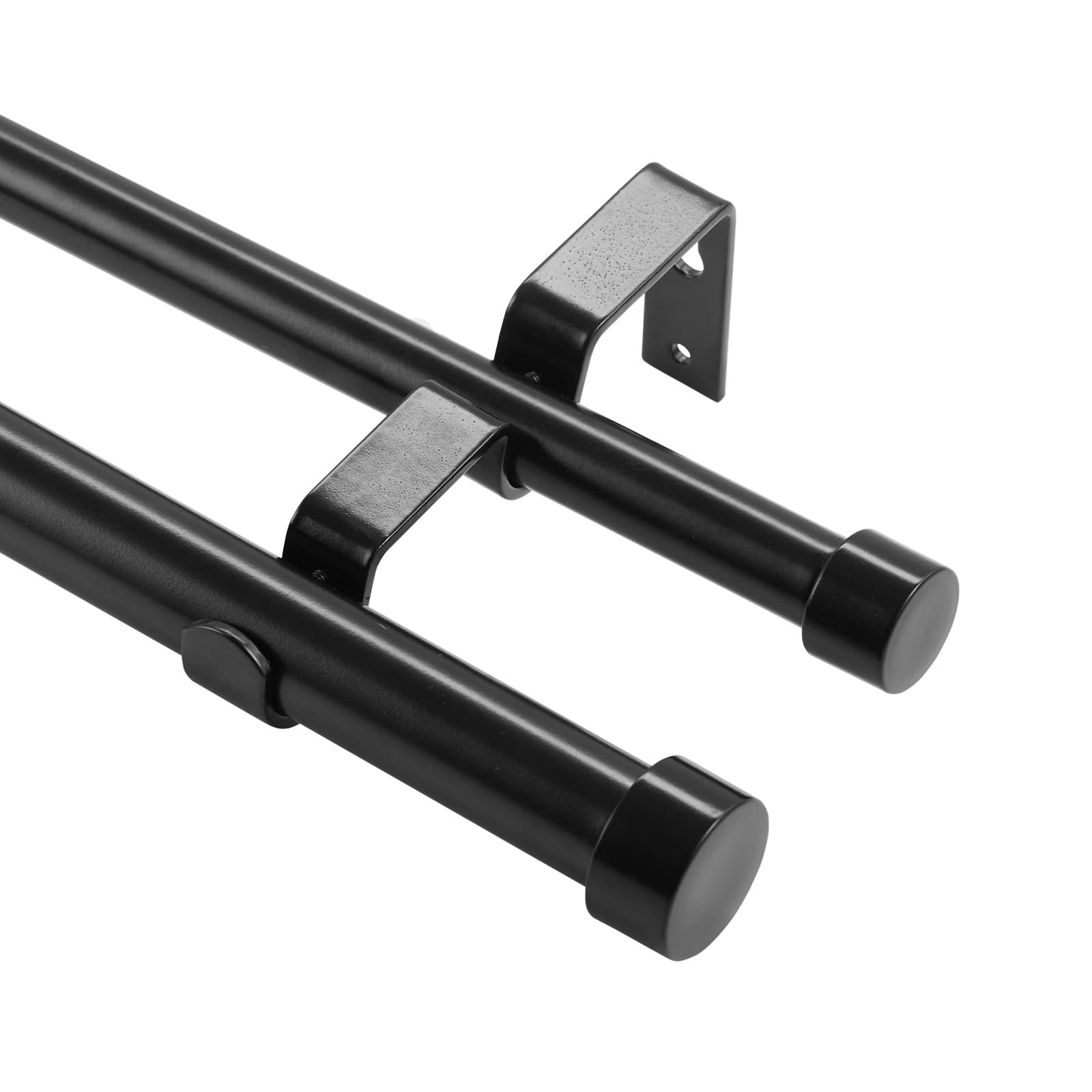 TEMU Vevor Double Rod Curtain Rods, 36-72 Inches (3-6ft) Adjustable Length, Black Double Curtain Rods With Finials, 1" And 3/4" Diameter, Double Window Drapery Rod For Sheer And Blackout Curtains