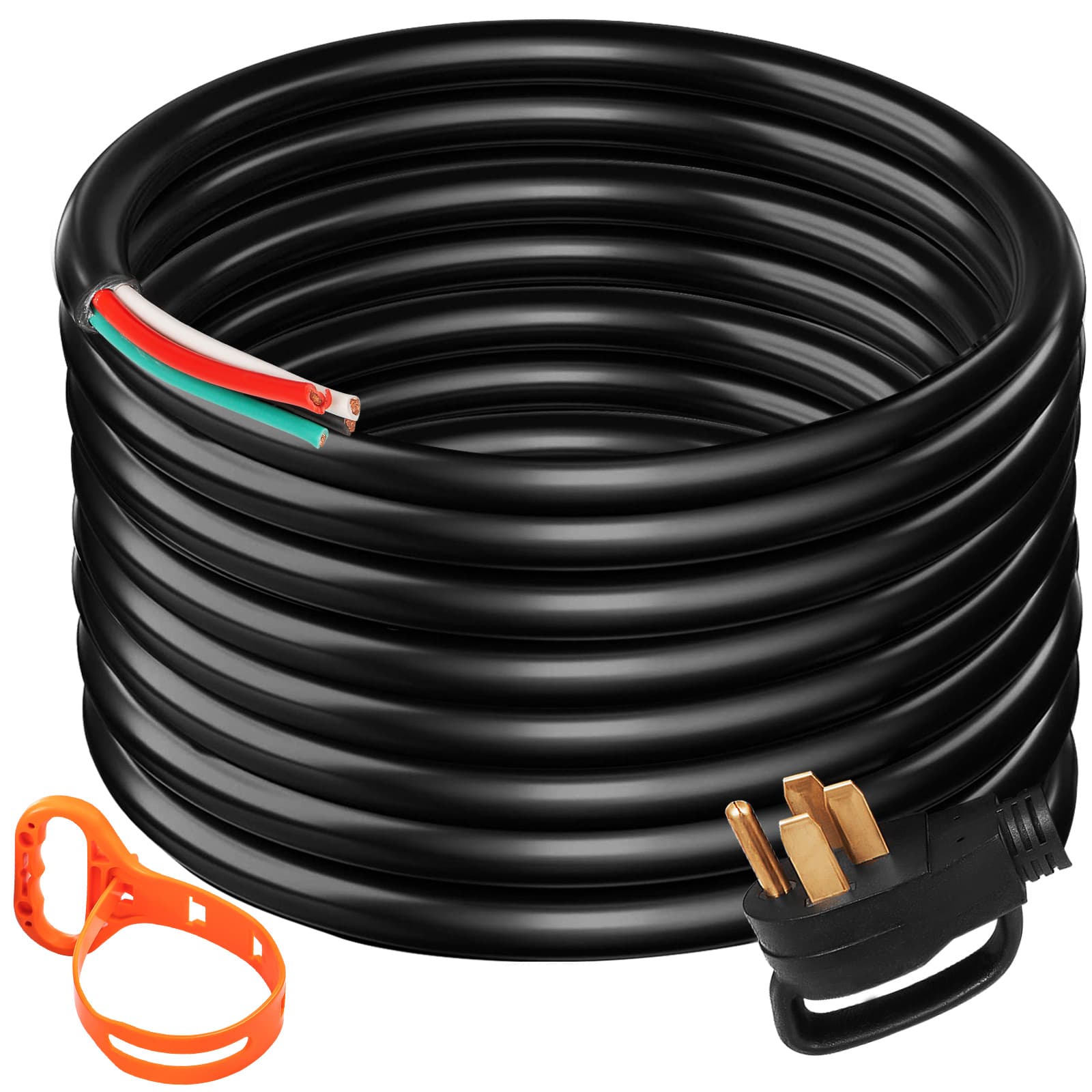 TEMU Vevor 15/25/40/50 Ft 50 Amp Generator Extension Cord 4 Wire 6 Gauge Stw 6/3+8/1 Generator Cord 125v 250v Tested To Ul Generator Power Cord N14-50p & Ss2-50r Portable Handle (15ft 50 Amp)