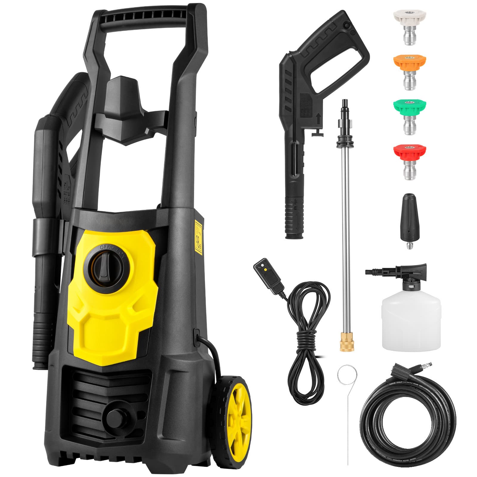 TEMU Vevor Electric Pressure Washer, 2000 Psi, Max. 1.76 Gpm Power Washer W/ 30 Ft Hose, 5 Quick Connect Nozzles, Foam Cannon, Portable To Clean Patios, Cars, Fences, Driveways