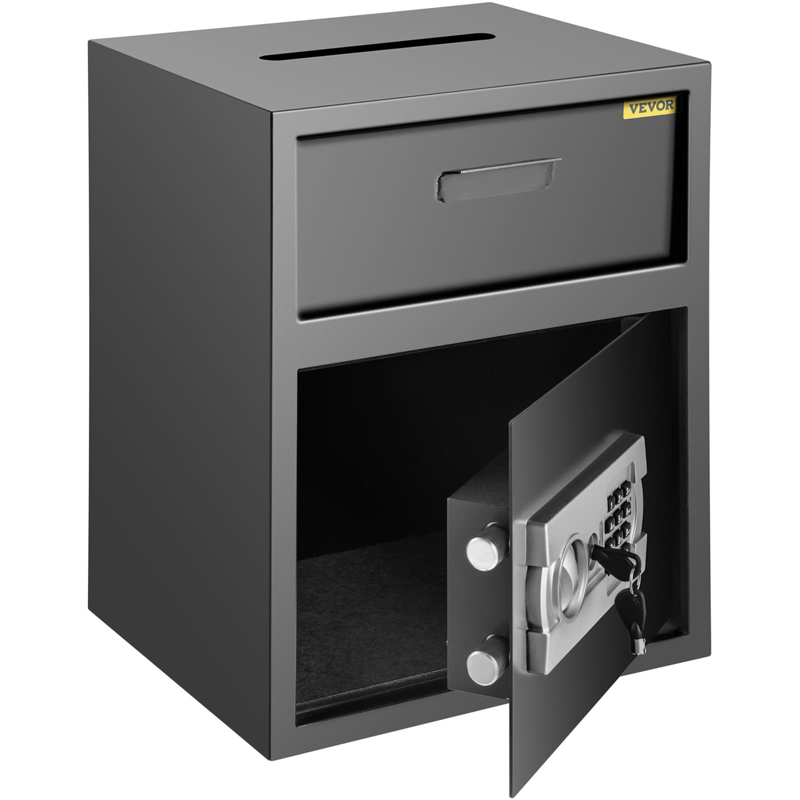 TEMU Vevor Digital Safe 1.7 Cubic Feet Made Of Carbon Steel Electronic Code Lock Safe With Deposit Slot With 2 Emergency Keys Box For Restaurant And Office