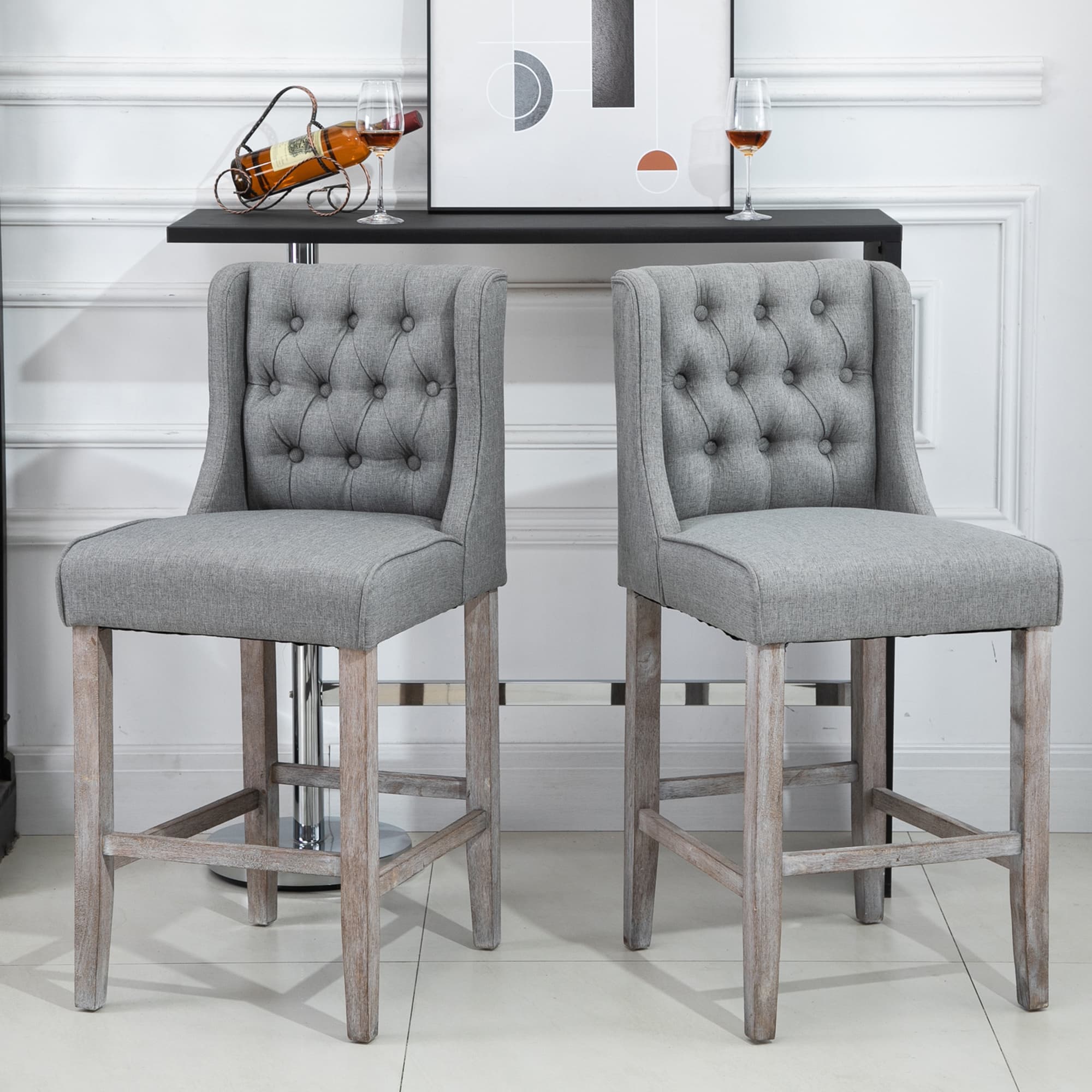 TEMU Tufted Barstools Fabric Set Of 2