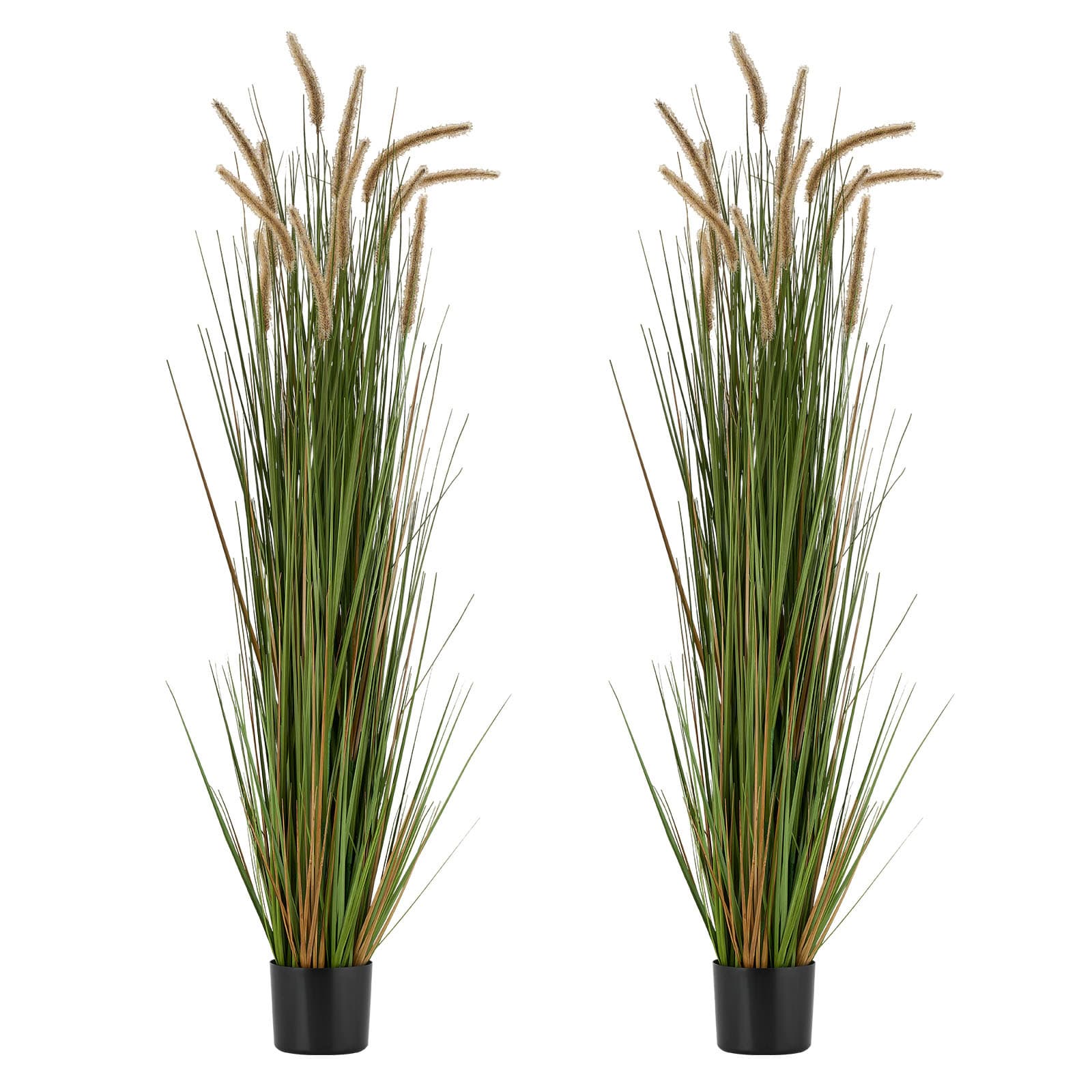 TEMU Vevor Artificial Grass Plant, 2-pack 47"/59" Reed Grass In Pot, Premium Pvc Greenery Shrubs For Indoor & Outdoor Home, Garden, Office Décor, Housewarming Gift, Green