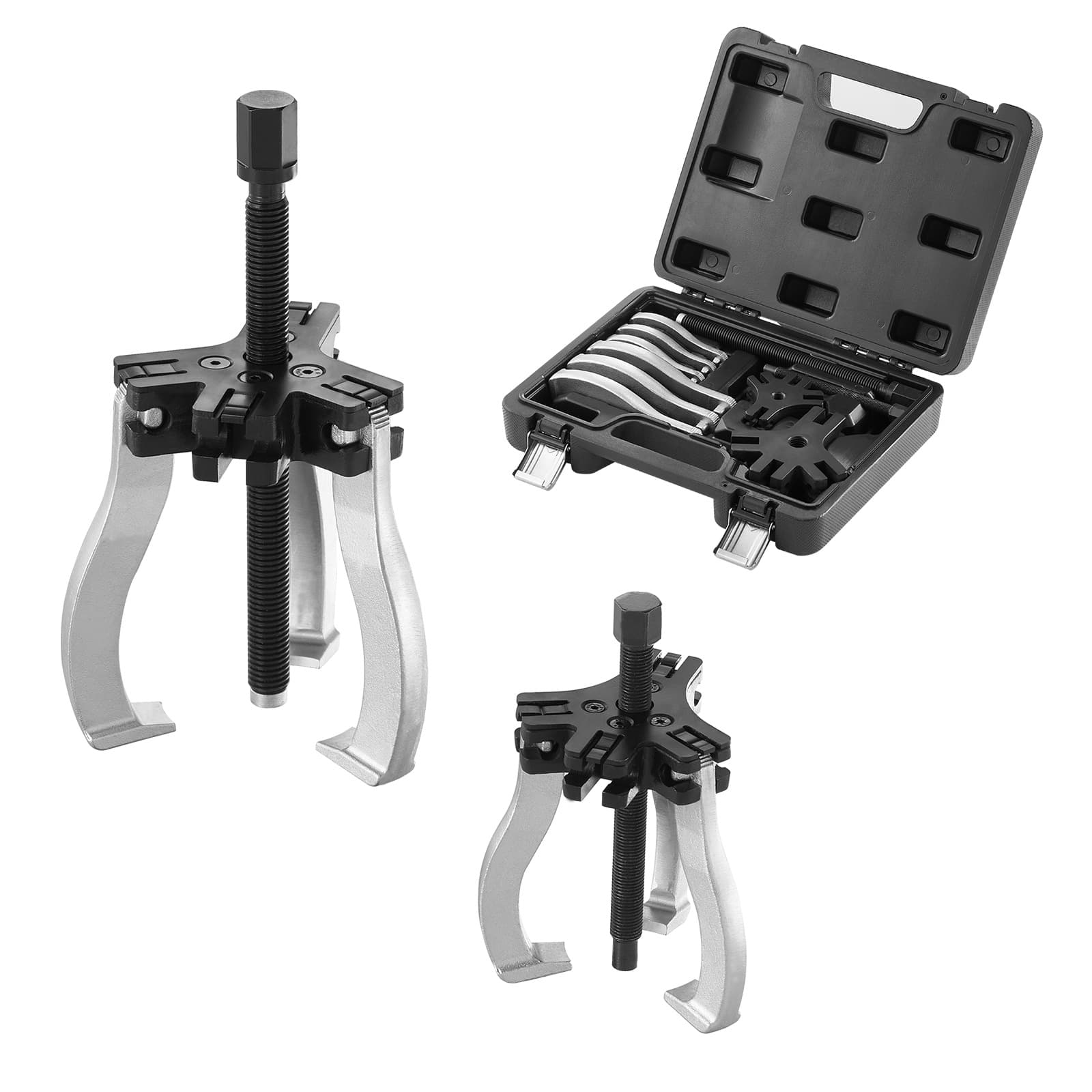TEMU Vevor Gear Puller Set, 3" And 7" Puller Kit, 3 Jaw Gear Bearing Flywheel Pulley Removal Tool, 2 Or 3 Reversible Jaws Wheel Puller, And Horizontally, External And Internal, 2-piece