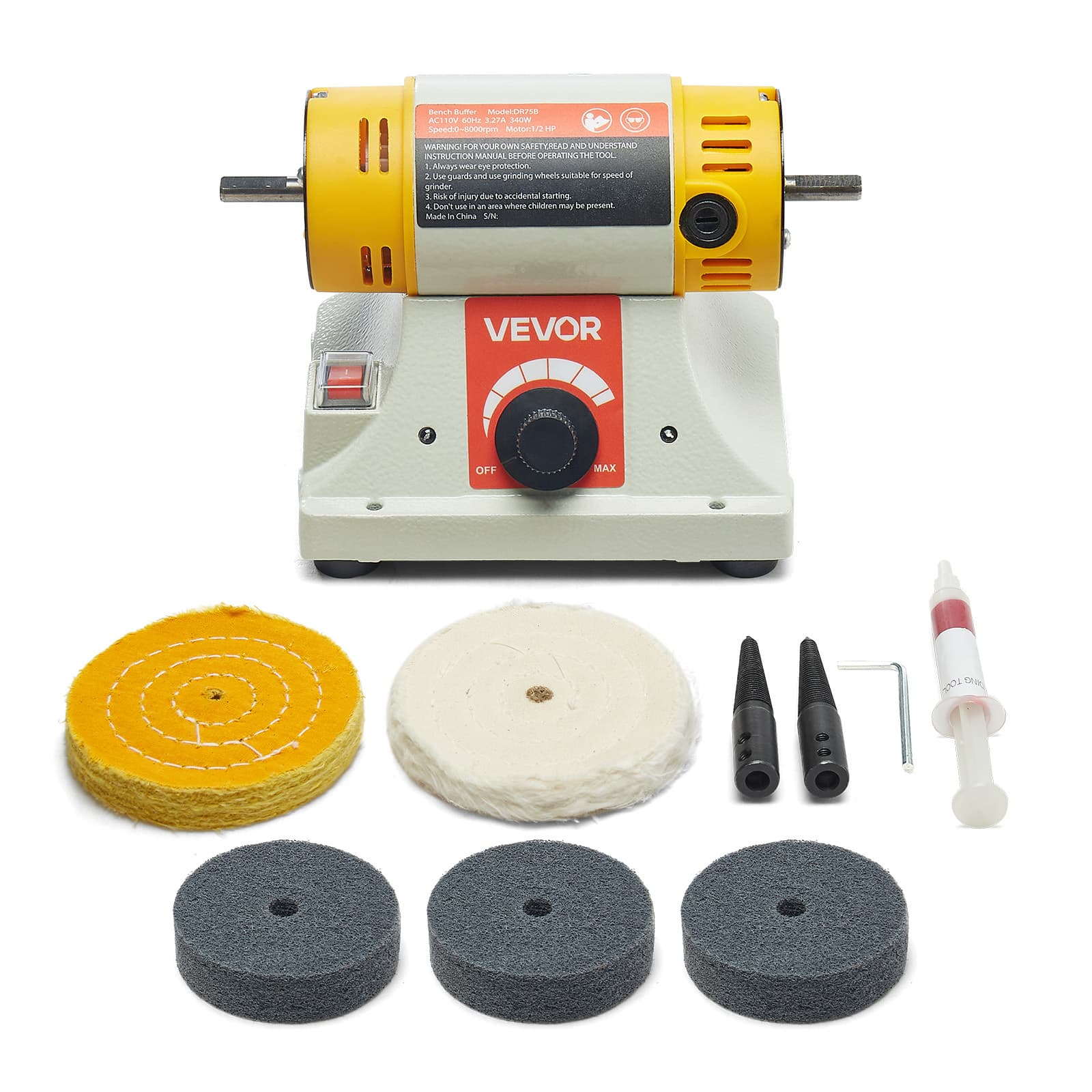 TEMU Vevor 1/2hp Bench Buffer Polisher With 3-inch & 4-inch Wheels