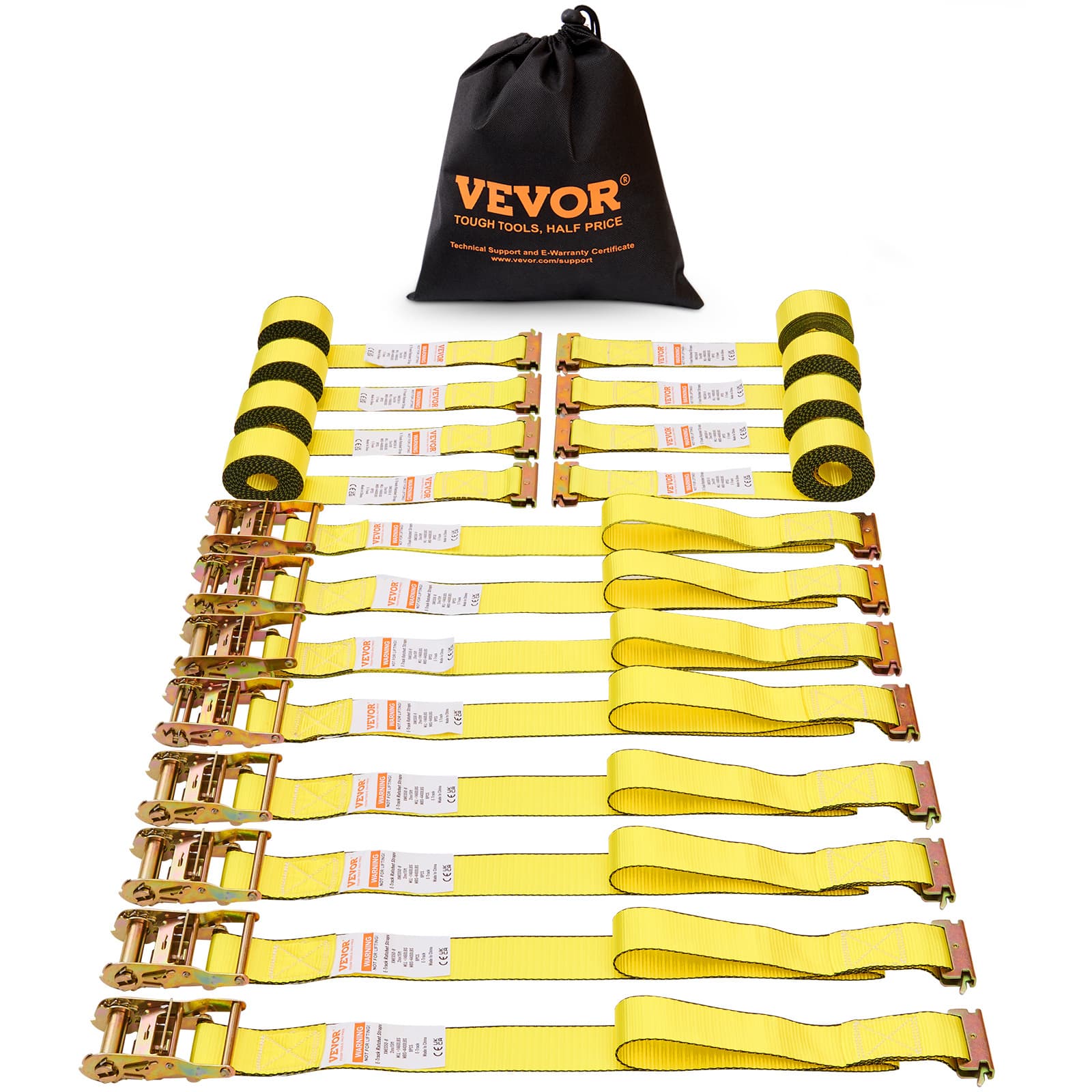 TEMU Vevor Ratchet Tie Down Straps (8pk), 4400 Lb Break Strength, Endless Ratchet With 8 Premium 2" X 15' Tie Downs Heavy Duty, For Moving Securing Cargo, Appliances, Lawn Equipment