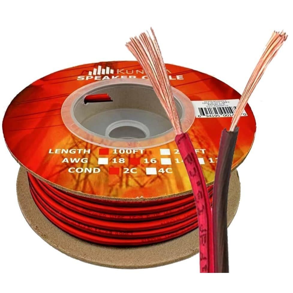 TEMU 16 Gauge 16ga Awg 2 Conductors Speaker Cable Wire 2c Cca Conductors Copper Clad Aluminum 100ft 100 Ft 30 Meters Red Black For Home Audio, Car Audio