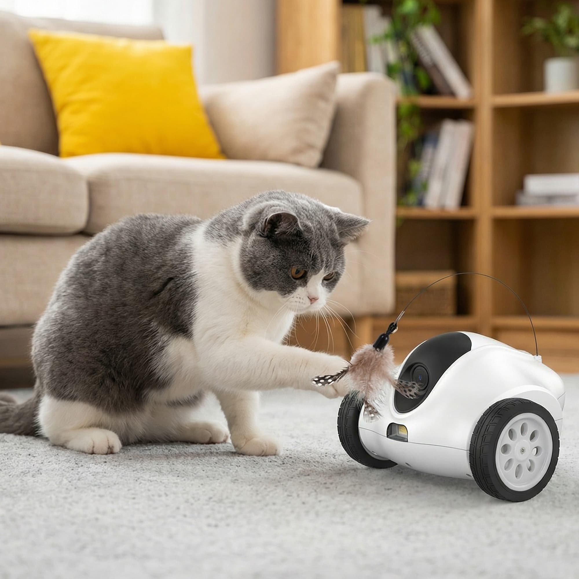 TEMU Advwin Pet Interactive Robot Camera With App Control, Built-in Teaser Toy, Audio, Night Vision, 20-day Battery Standby