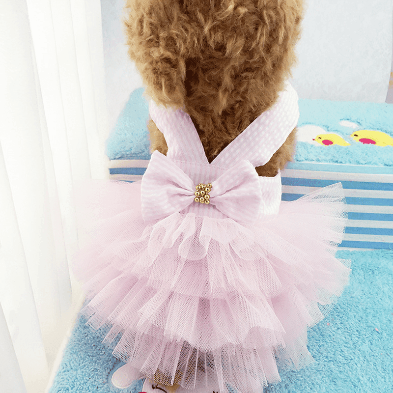 TEMU Cute Dog Dress With Mesh Design