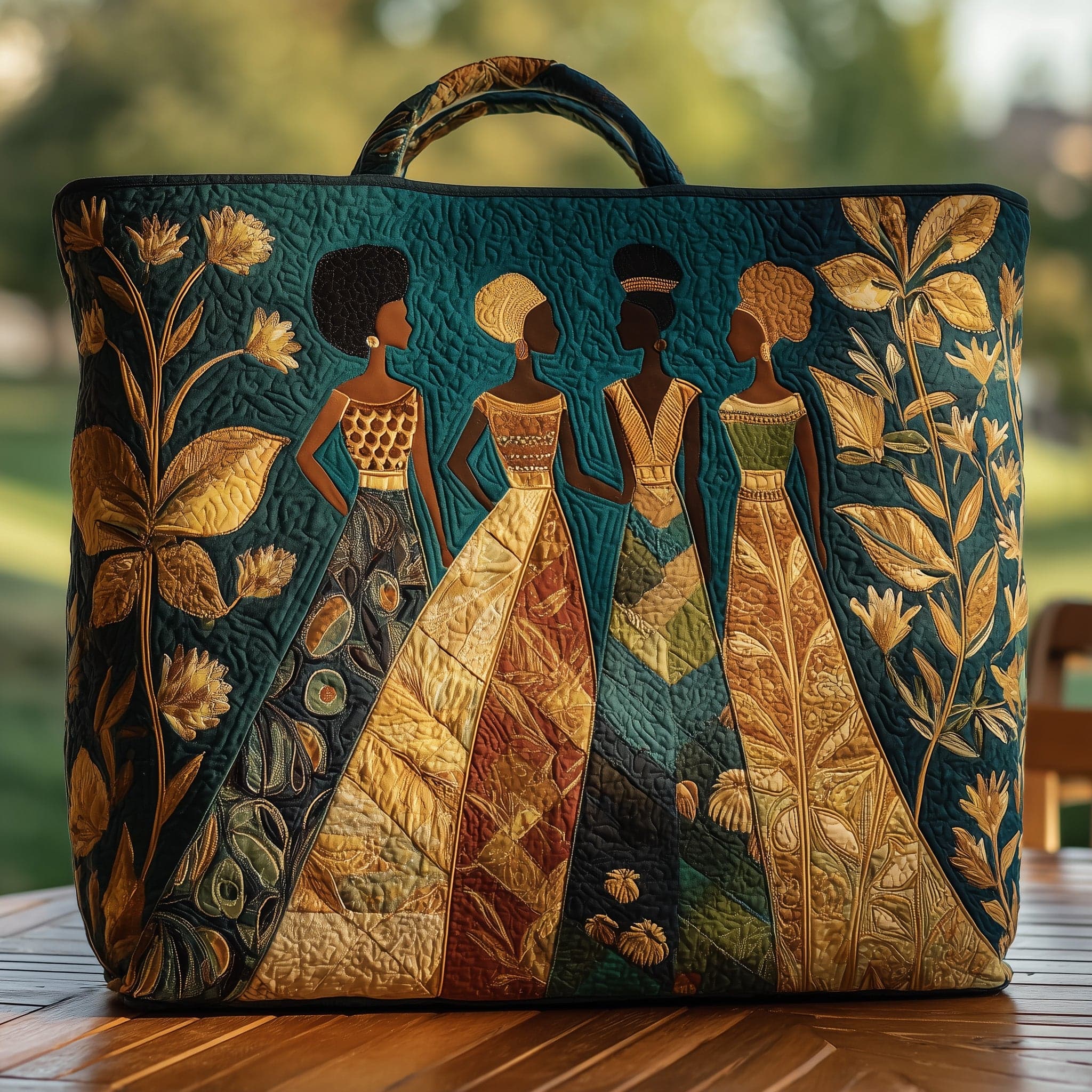 TEMU Boho Quilted Tote Bag With Spacious Book Compartment - Large Capacity Washable Suitable For Travel,, Shopping, Book-friendly, Machine Washable Vintage Bohemian Bag For Everyday Use & Book Lovers