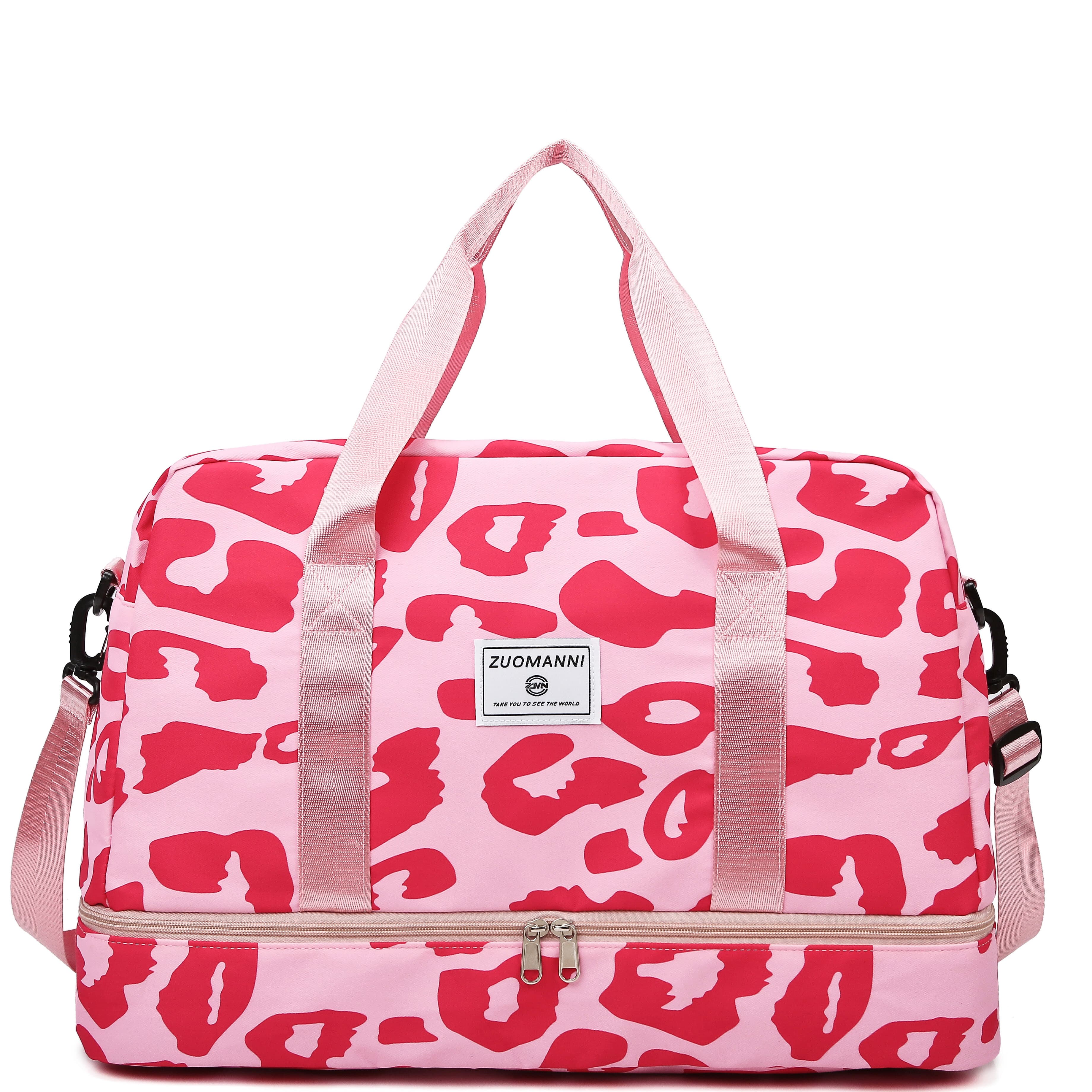 TEMU Leopard Pattern Travel Duffle Bag, Nylon Large Capacity Sports Gym Bag, Lightweight Carry On Luggage