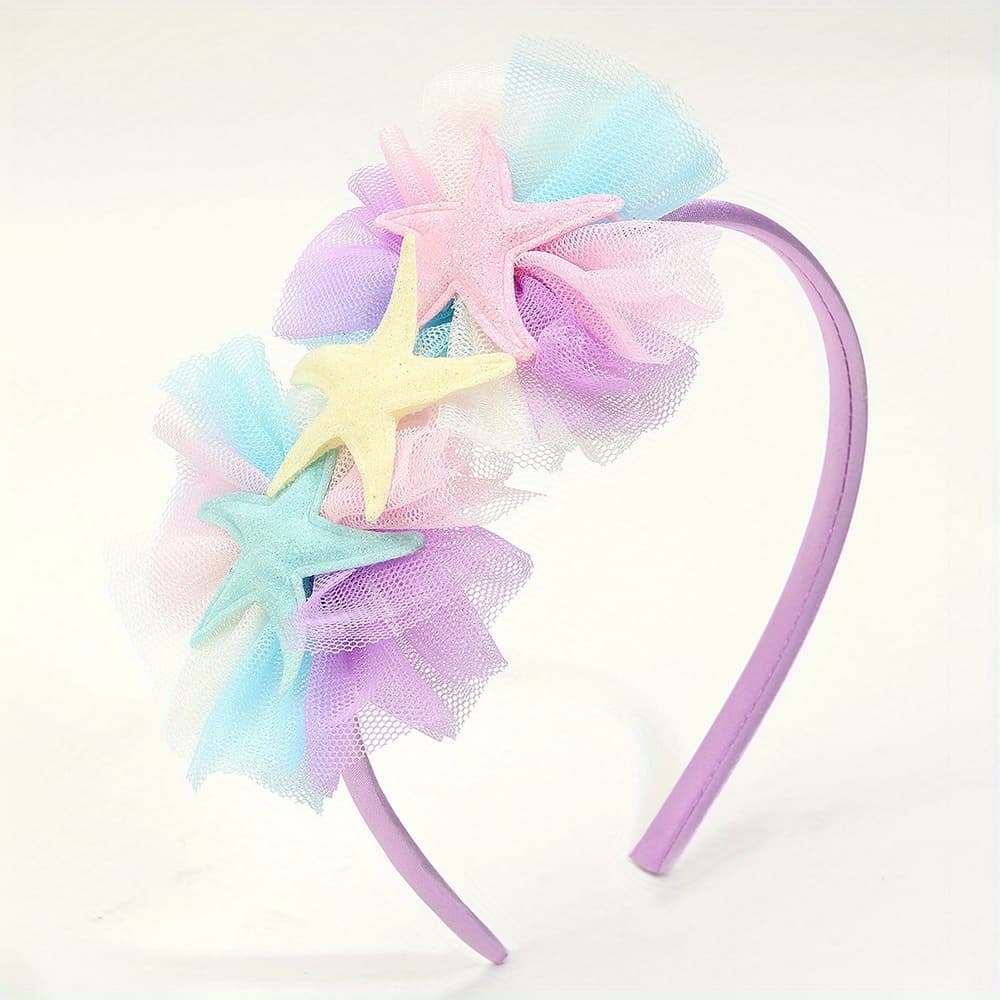 TEMU Cute Glitter Starfish Hair Hoop - Colorful Hair Additions For Womens, For Gifts
