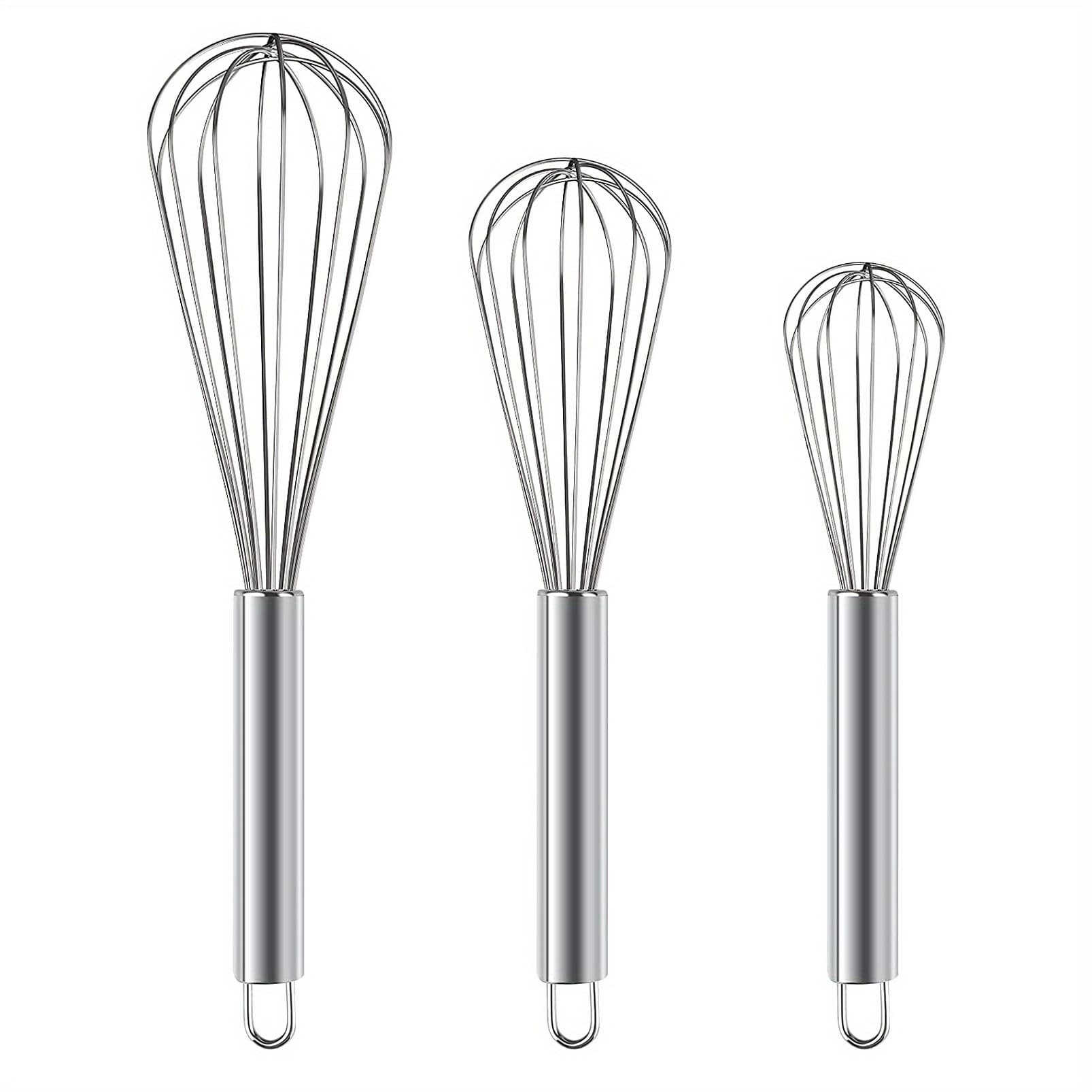 TEMU 3pcs Stainless Steel Egg Beater Set - Manual Kitchen Mixer, Suitable For Beating, Whipping, Mixing - Durability Beater Set, Food Grade, Easy To Clean, - No Batteries Required
