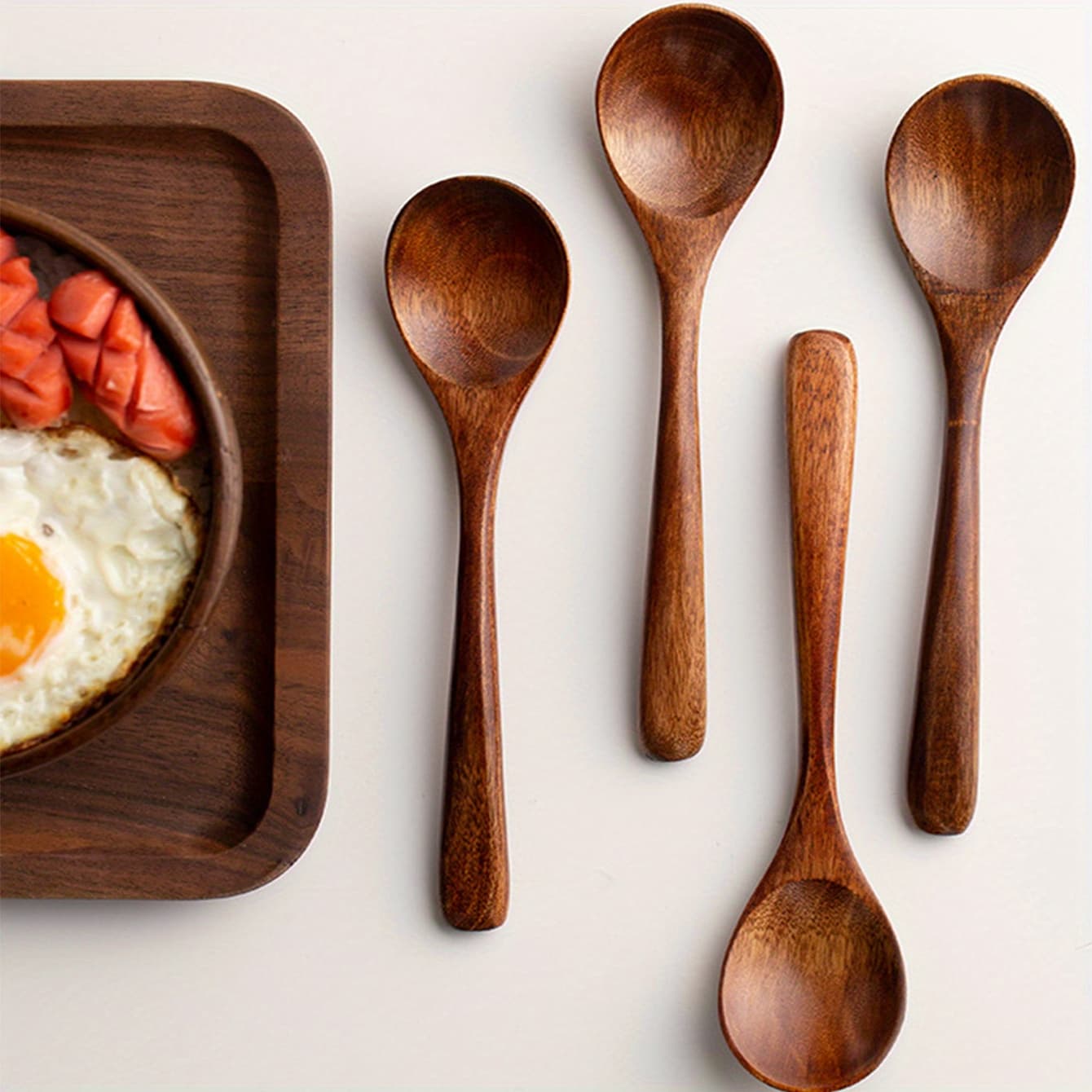 TEMU 4pcs, Modern Reusable Wooden Spoons Set For Dinner, Coffee, Milk, And Dessert - Parties And Kitchen Gadgets