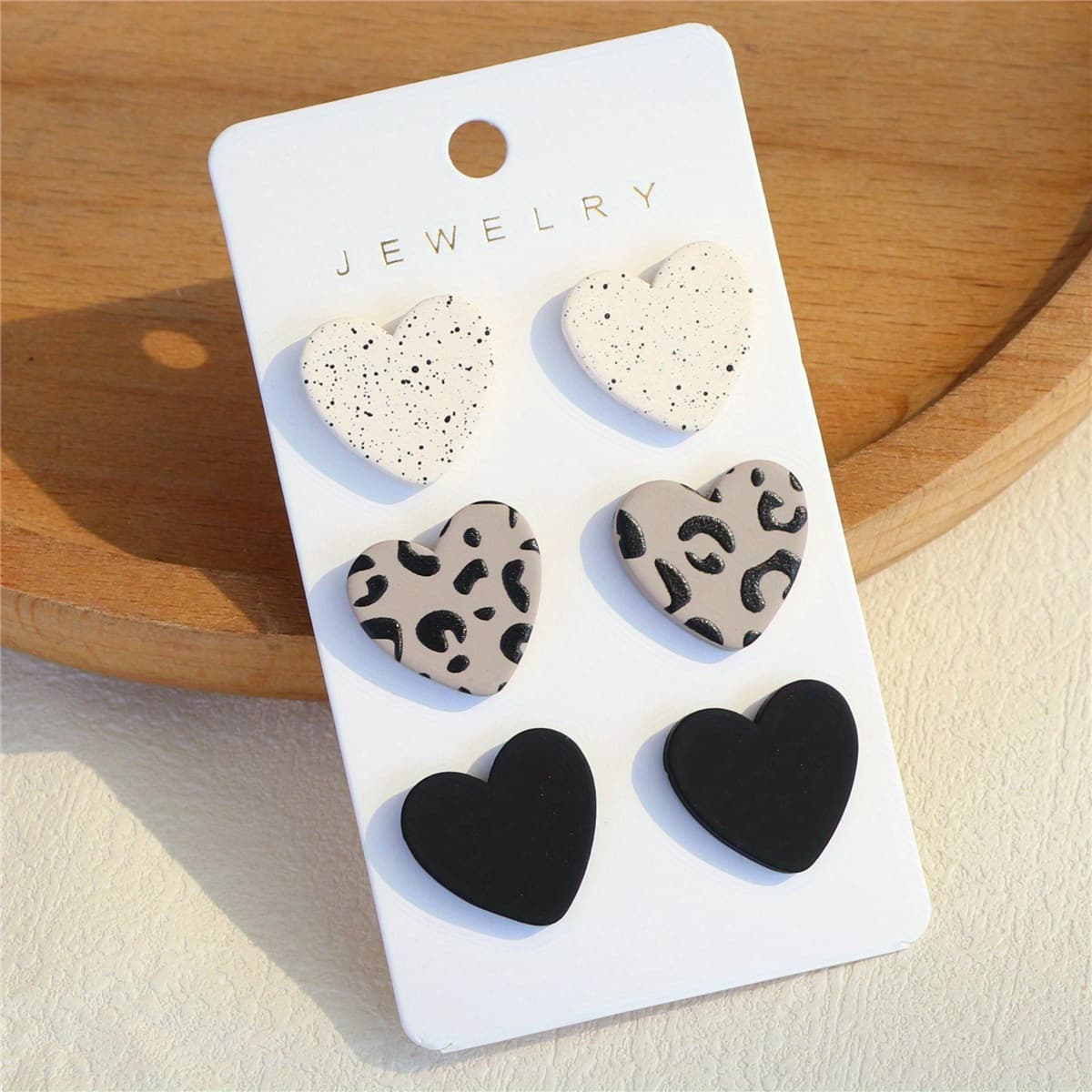 TEMU 3 Pairs/ Set Heart Shape Design Cute Stud Earrings Acrylic Jewelry Exquisite Gift For Women Valenitne's Day Casual