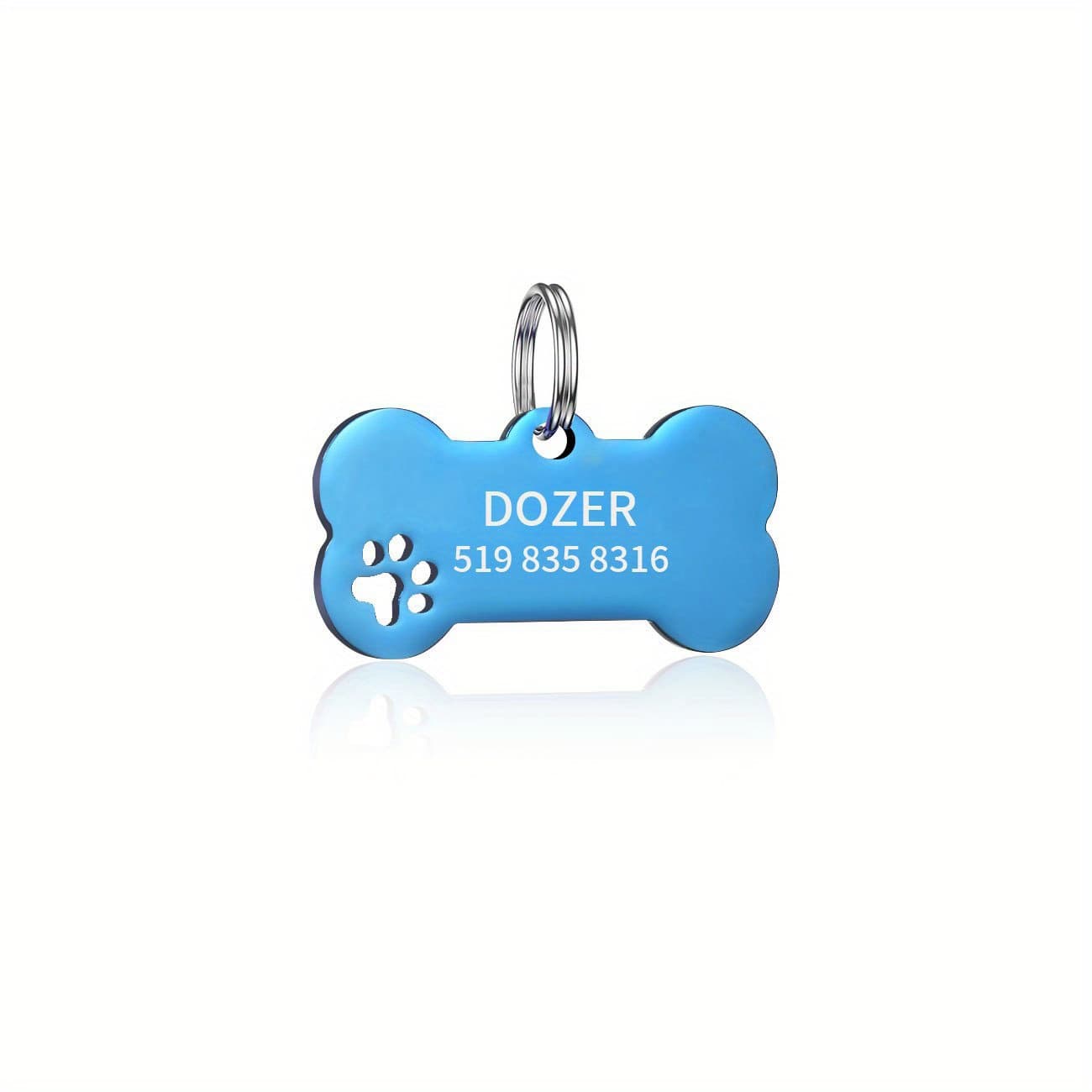 TEMU Custom Engraved Id Tag - 6 Color Options With Paw , Durable Name & Phone Number Tag For Collars, Personalized Pet Accessories, Dog Tags Personalized Pets