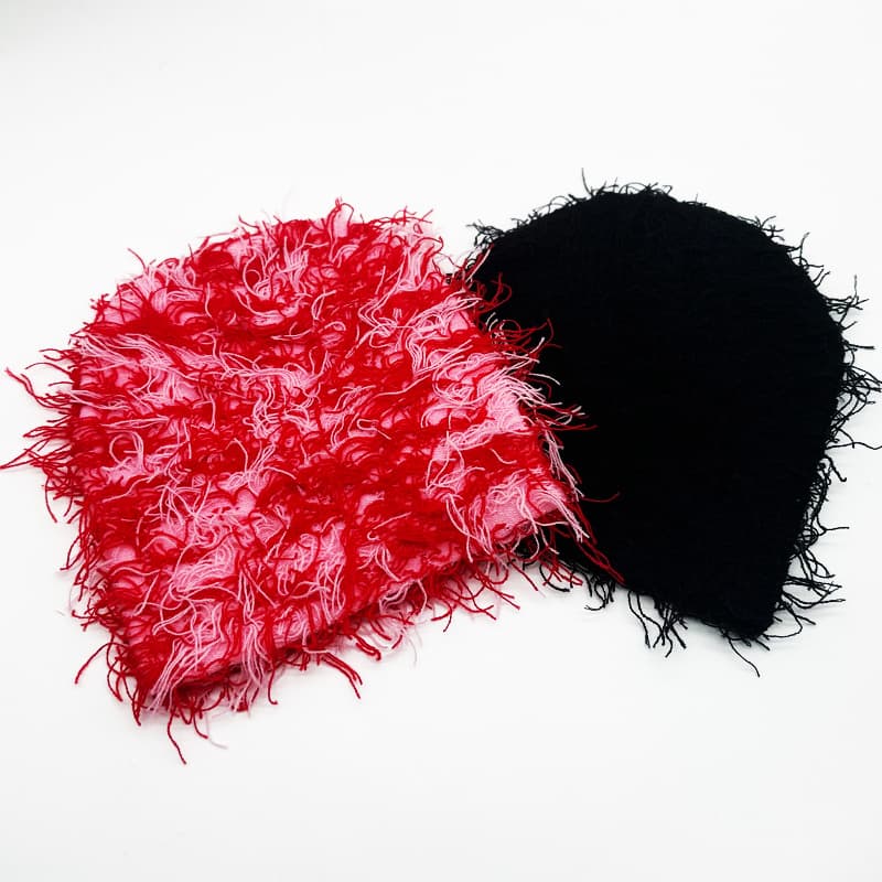 TEMU 2pcs Combination Pack Of Unisex Personalized Street Style Tassel Long Hair Knit Hat Balaclava Short Knit Beanie
