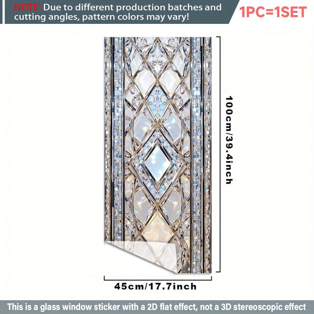 TEMU 2d Flat - 2d Flat - 1 Roll With Design 2d Window Film. Pvc Static Adsorption , 45x100 Cm. Decoration Removable Reusable Privacy Protection No Glue. Suitable For Bathroom Room Kit