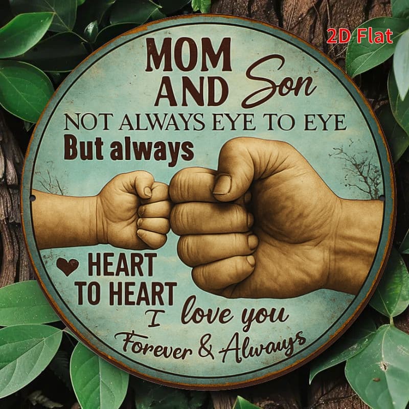 TEMU 2d Flat, 1pc Mom And Son Metal Wall Art - Holding Hands & Bump - Family Sign For, Room Decor - Keepsake - Easy Mounting 8x8 Inch, 2d Flat