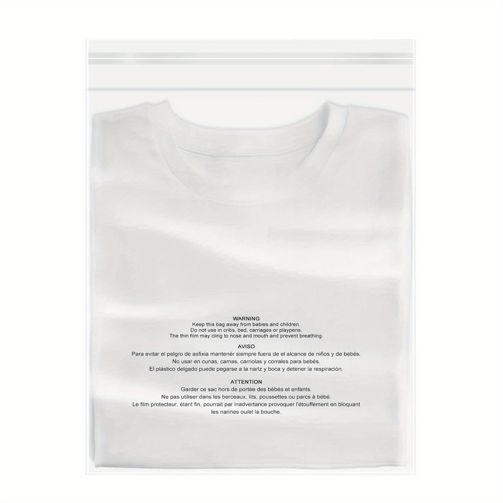 TEMU Count - 18" X 24" Clear Plastic Poly Bags With Suffocation Warning Self .6 Mil For Clothing, T-shirts, Pants-resealable Adhesive, Not Strong