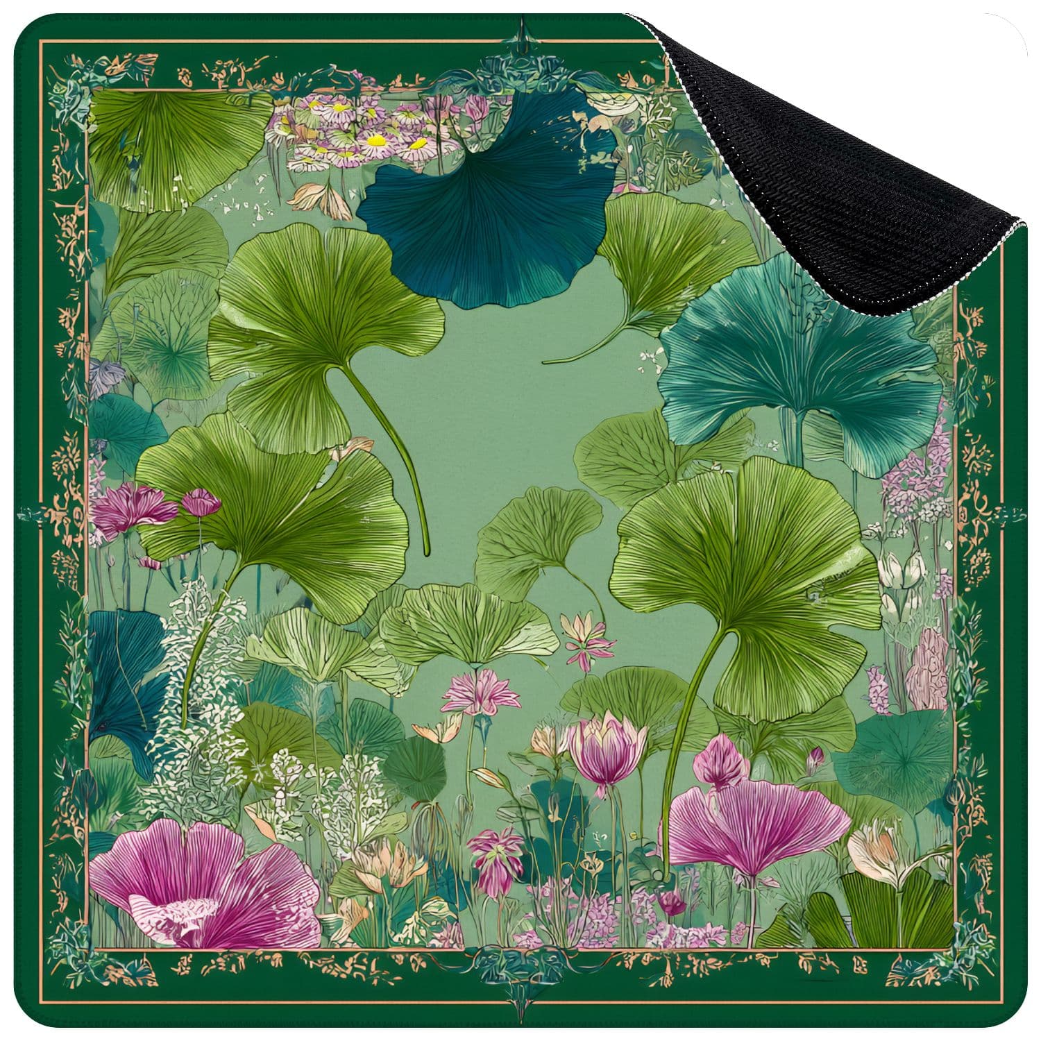 TEMU 31.5x31.5in Outdoor Games Floral Gingko Leaves Vibrant Flowers Mat | American Pads | Mah Accessory Set Gift For Players, Non-slip Table Protection With Portable Storage Bag And Instructions
